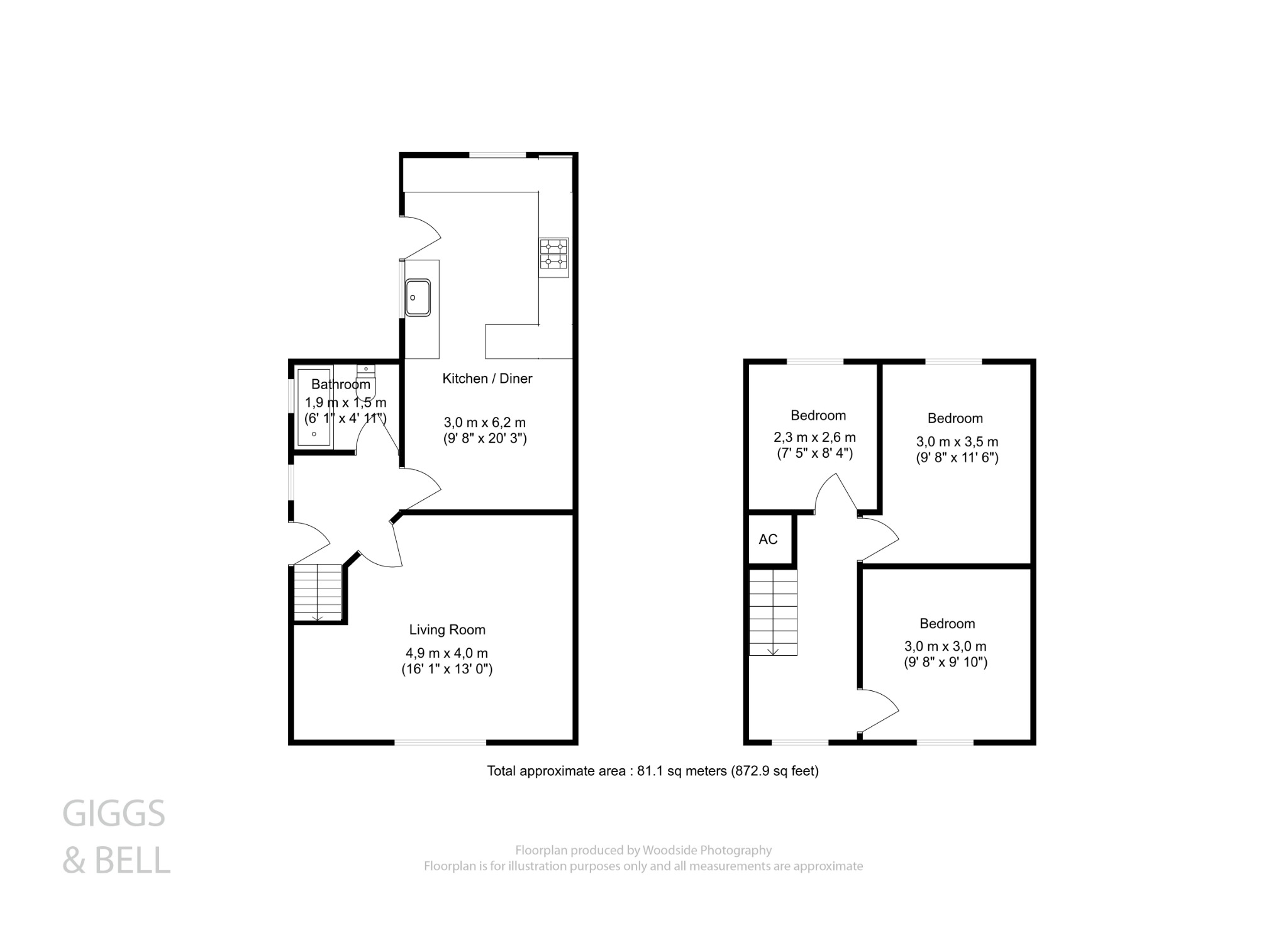 3 bed semi-detached house for sale in Gresham Close, Luton - Property Floorplan