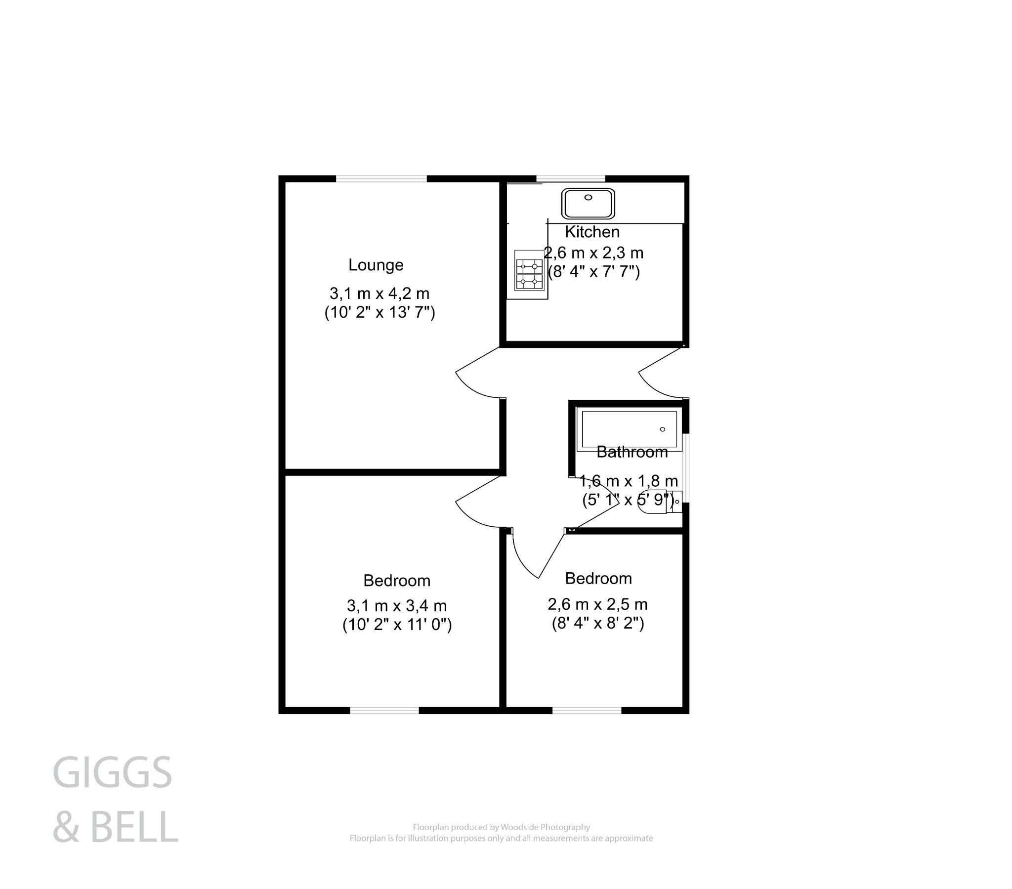 2 bed ground floor maisonette for sale in Birchen Grove, Bedfordshire - Property Floorplan