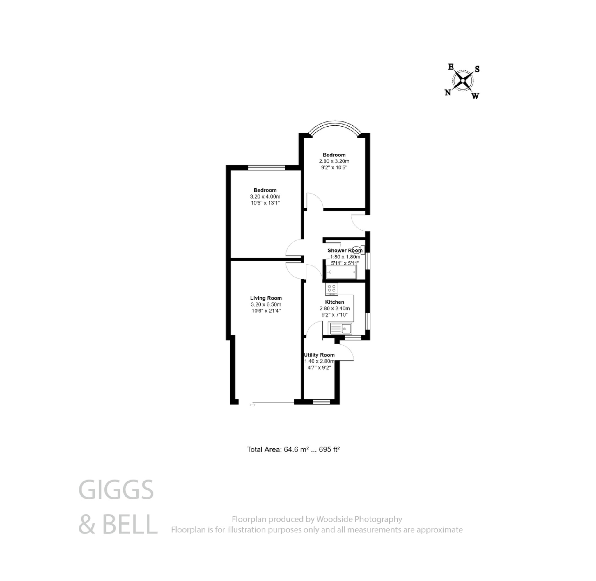 2 bed semi-detached bungalow for sale in Hathaway Close, Luton - Property Floorplan