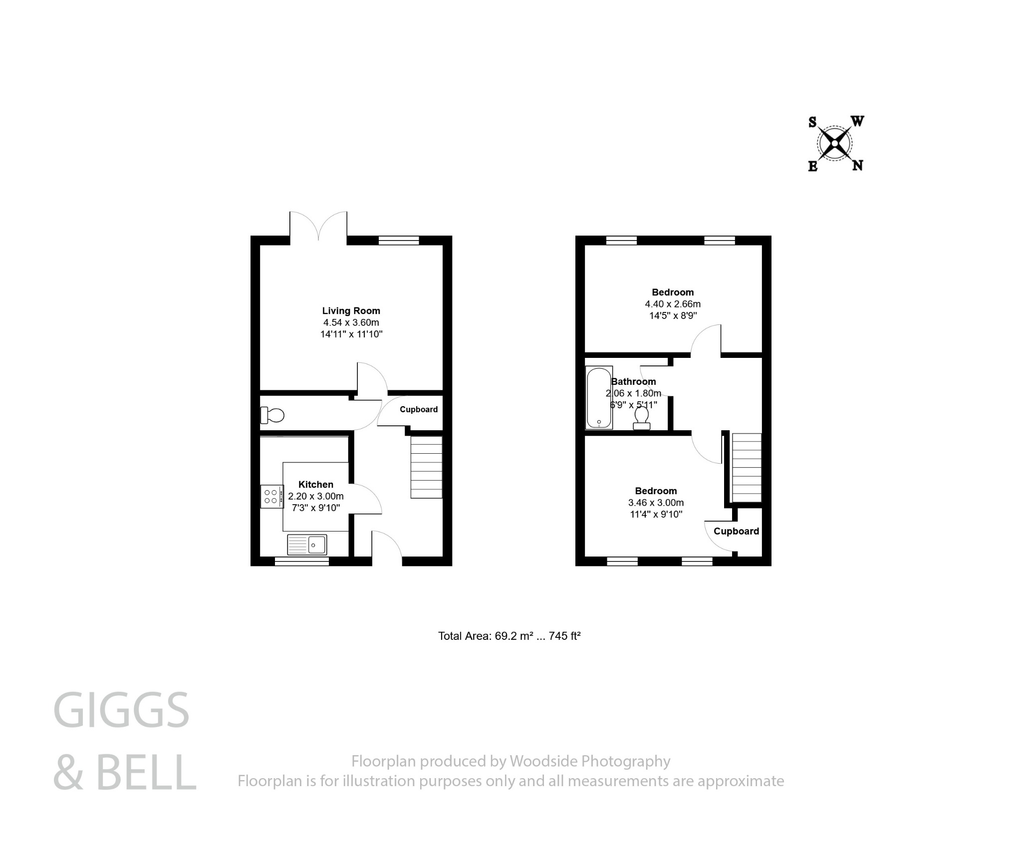 2 bed semi-detached house for sale in Falks Hill, Luton - Property Floorplan