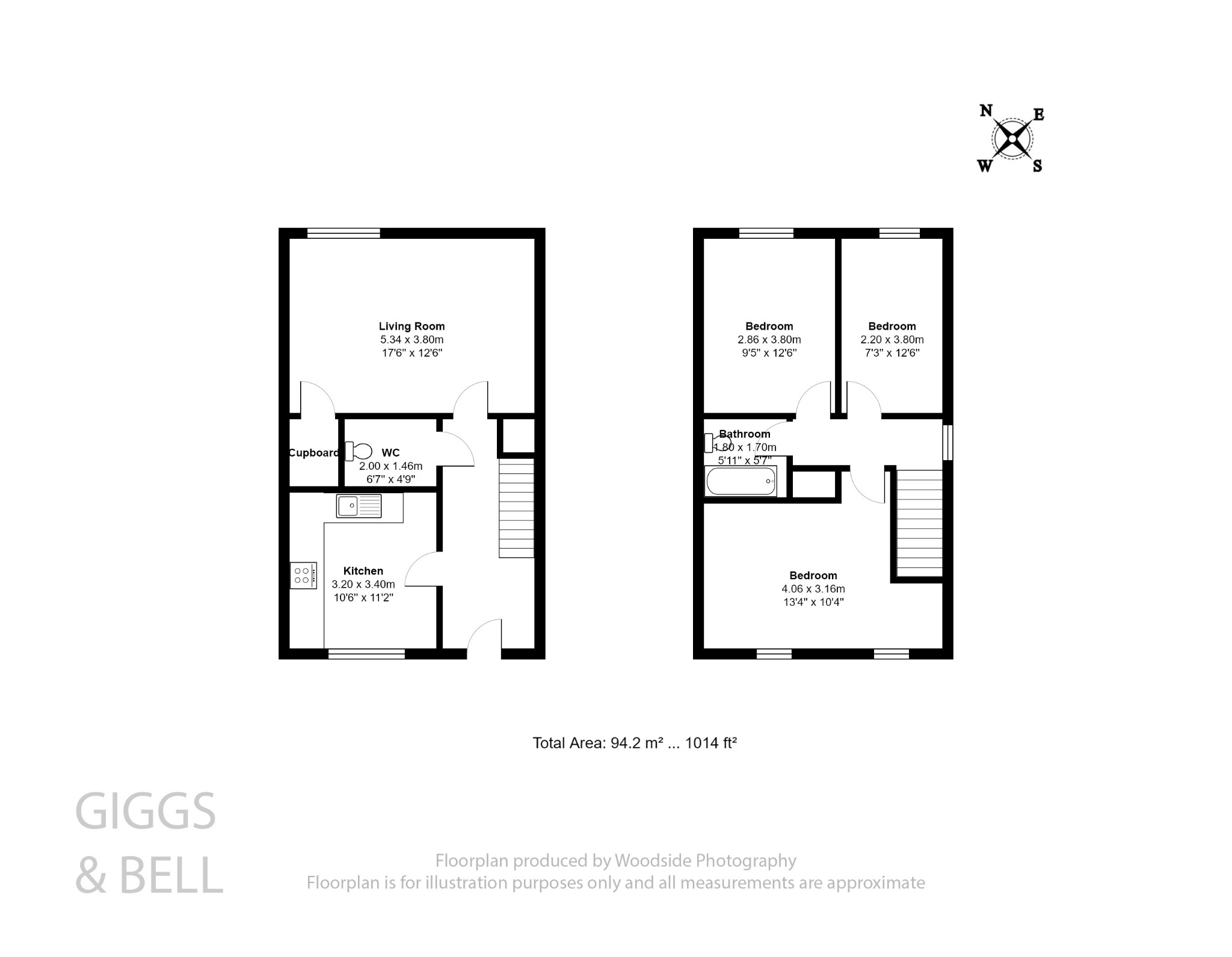 3 bed end of terrace house for sale in Abacot Grove, Bedfordshire - Property Floorplan