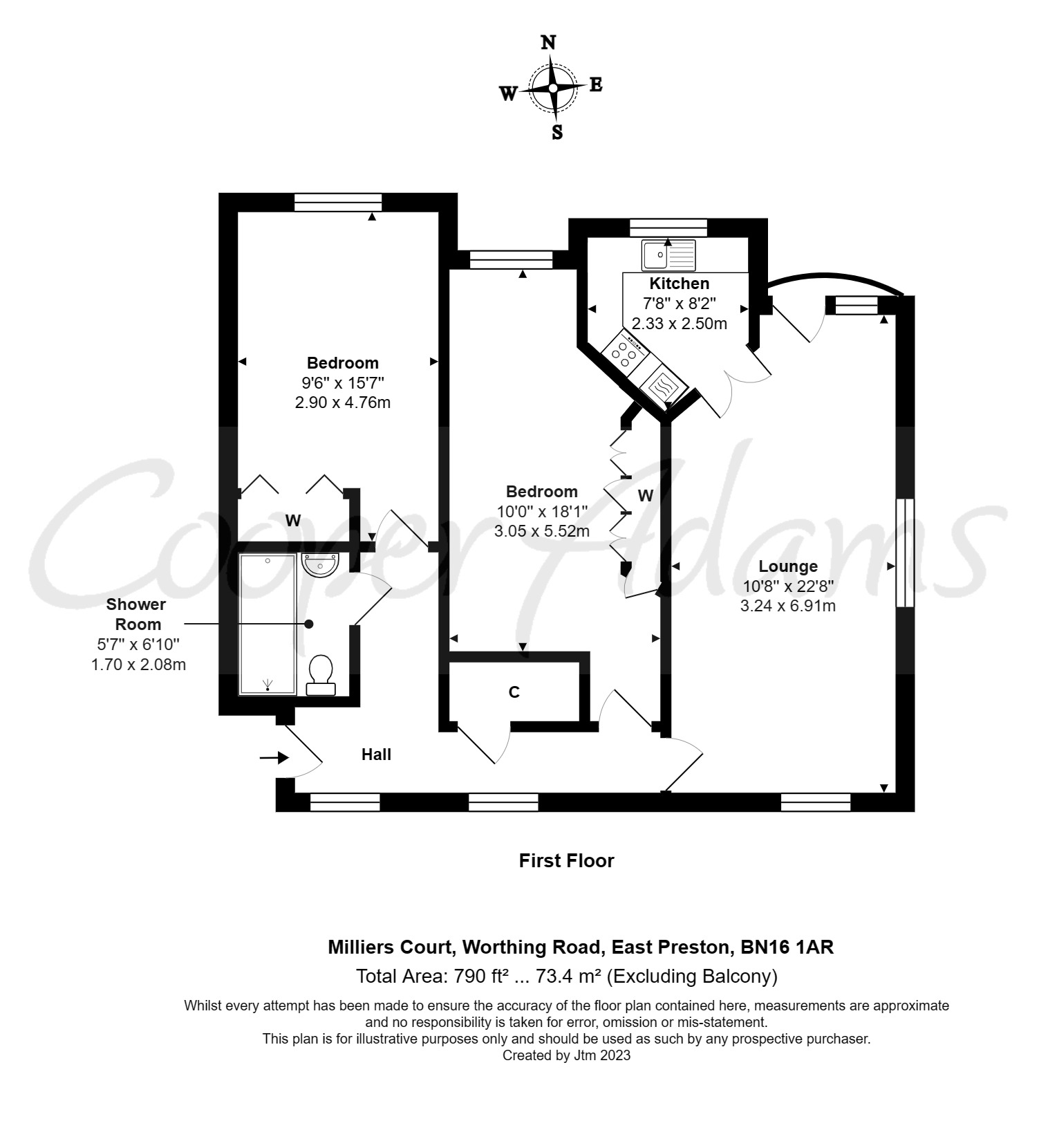 2 bed retirement property for sale in Worthing Road, East Preston - Property floorplan
