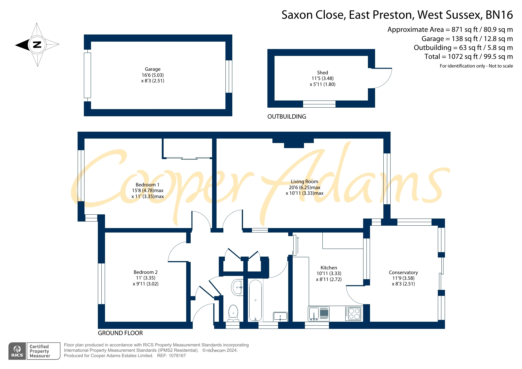 2 bed bungalow for sale in Saxon Close, East Preston - Property floorplan