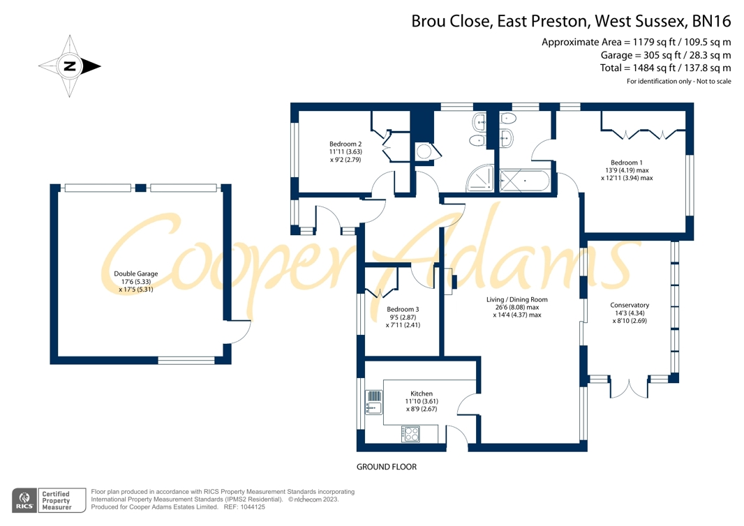 3 bed bungalow for sale in Brou Close, East Preston - Property floorplan