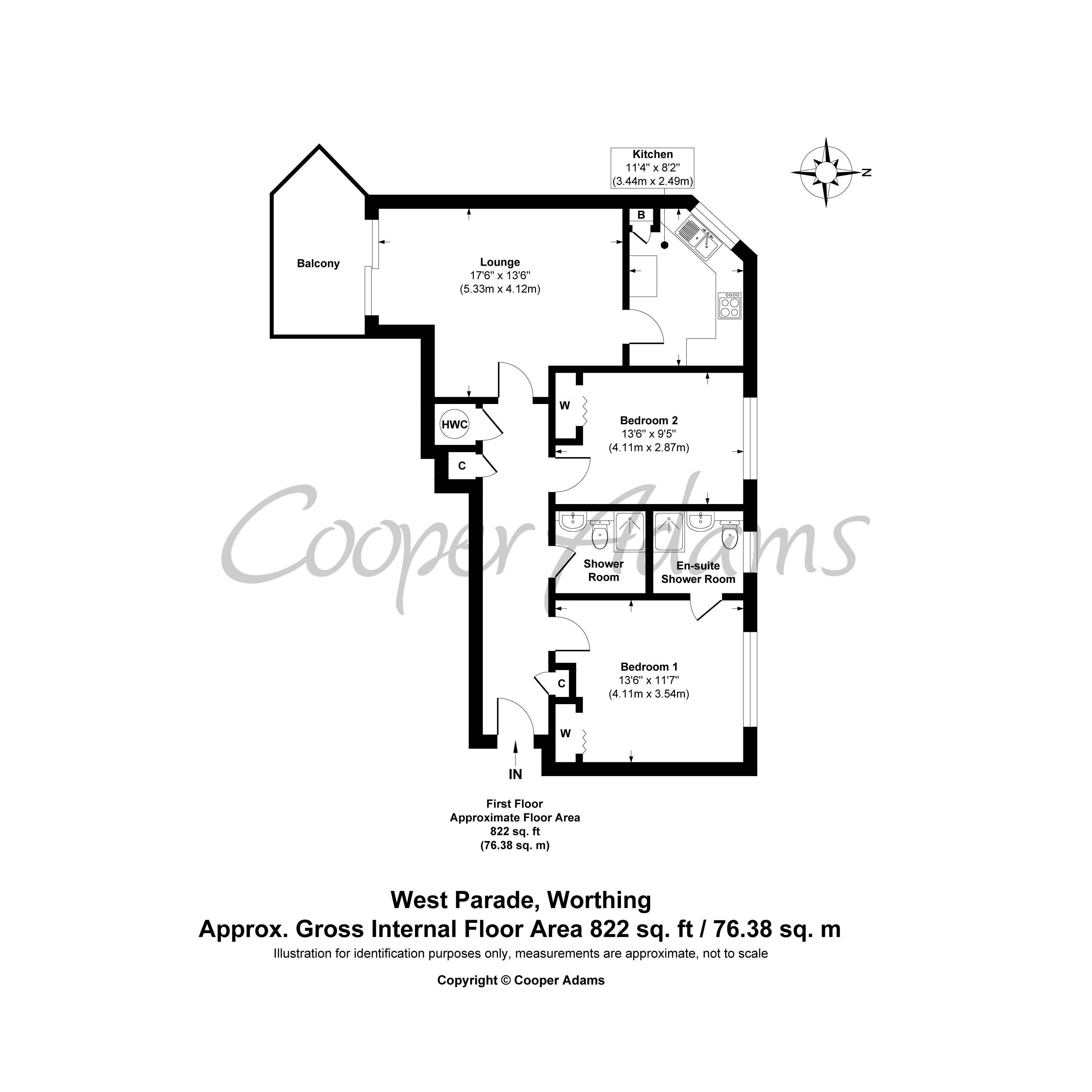 2 bed apartment for sale in West Parade, Worthing - Property floorplan
