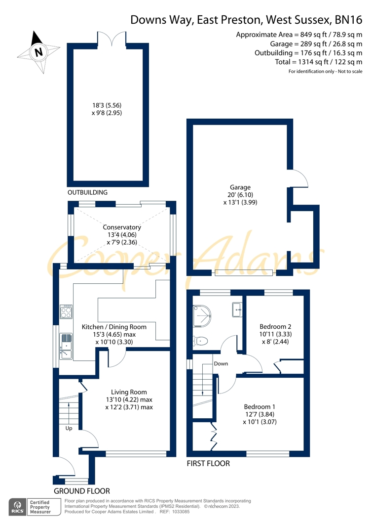 2 bed house for sale in Downs Way, East Preston - Property floorplan