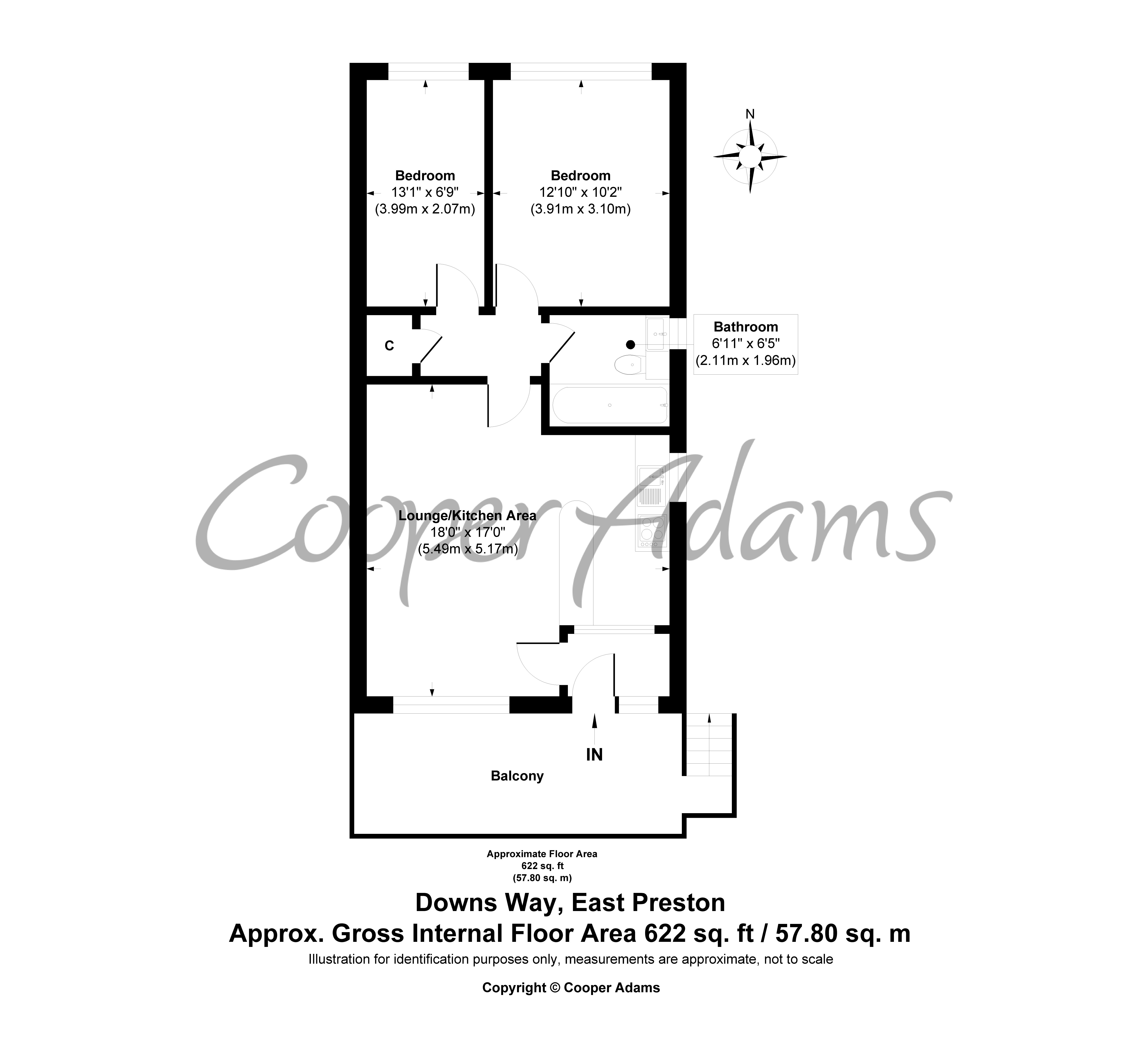 2 bed apartment for sale in Downs Way, East Preston - Property floorplan