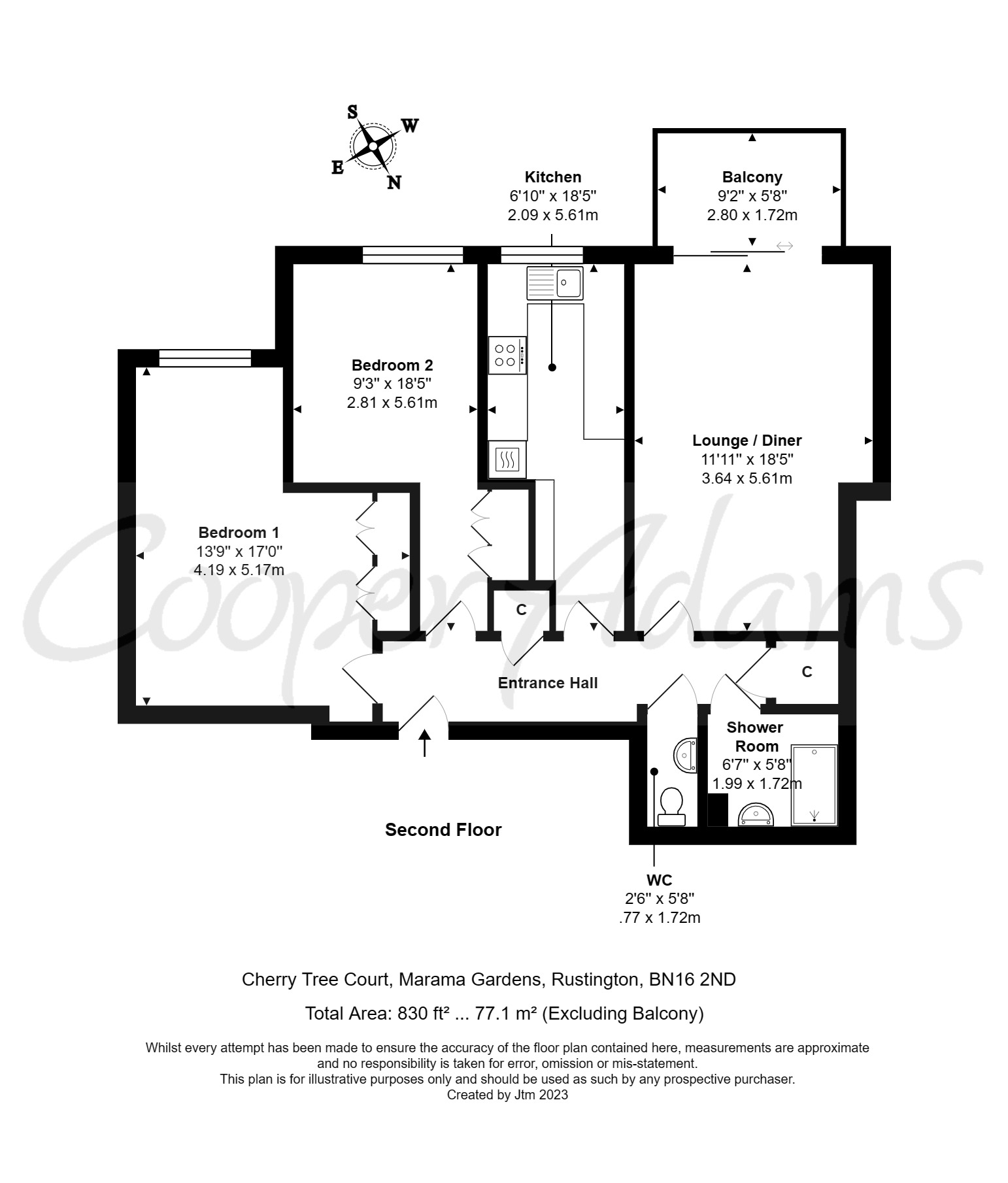 2 bed apartment for sale in Marama Gardens, Rustington - Property floorplan