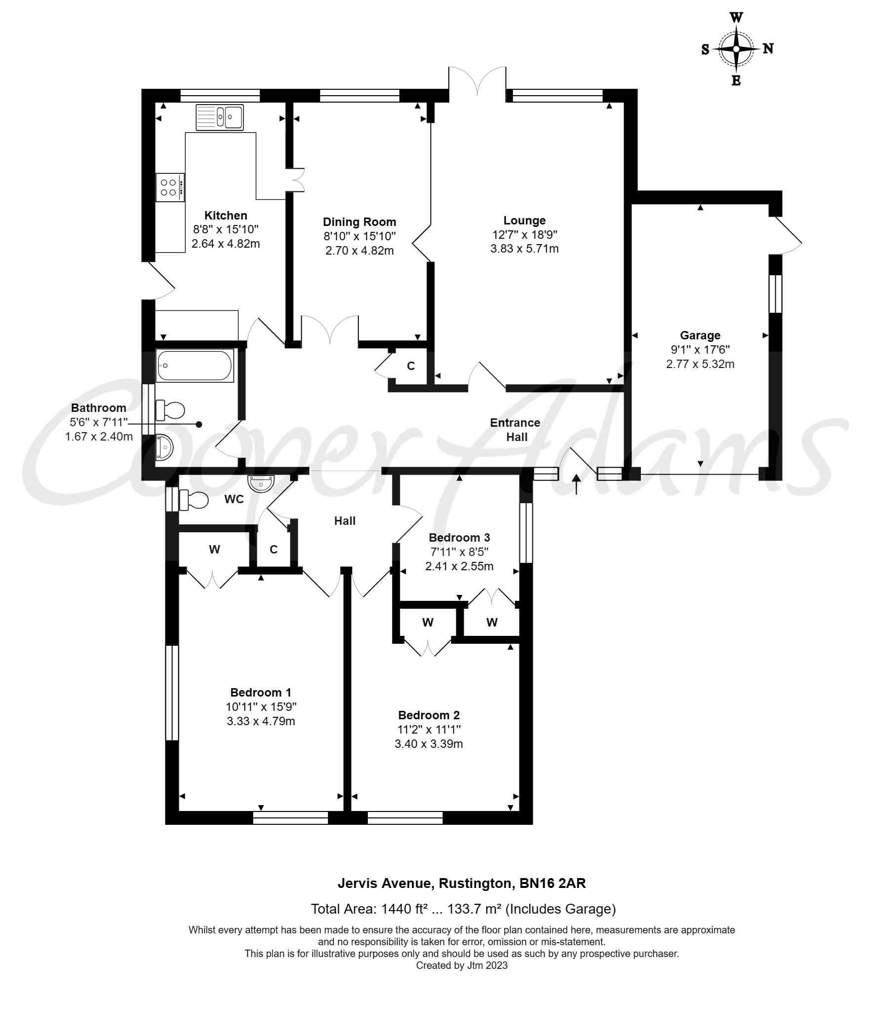 3 bed bungalow for sale in Jervis Avenue, Rustington - Property floorplan