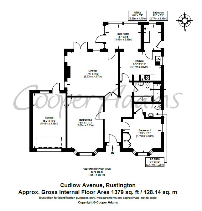 2 bed bungalow for sale in Cudlow Avenue, Rustington - Property floorplan