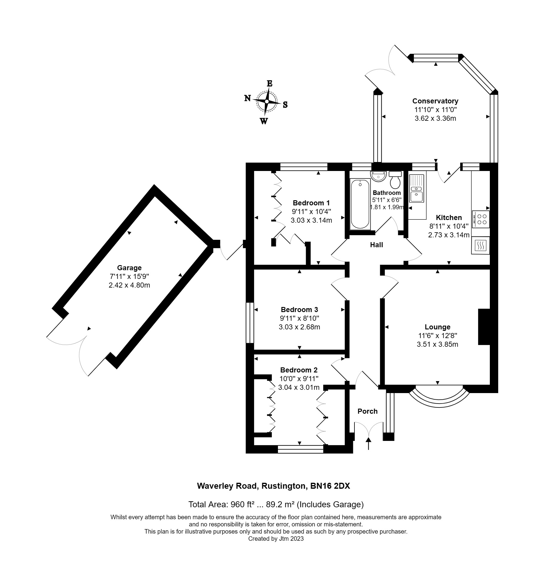 3 bed bungalow for sale in Waverley Road, Rustington - Property floorplan