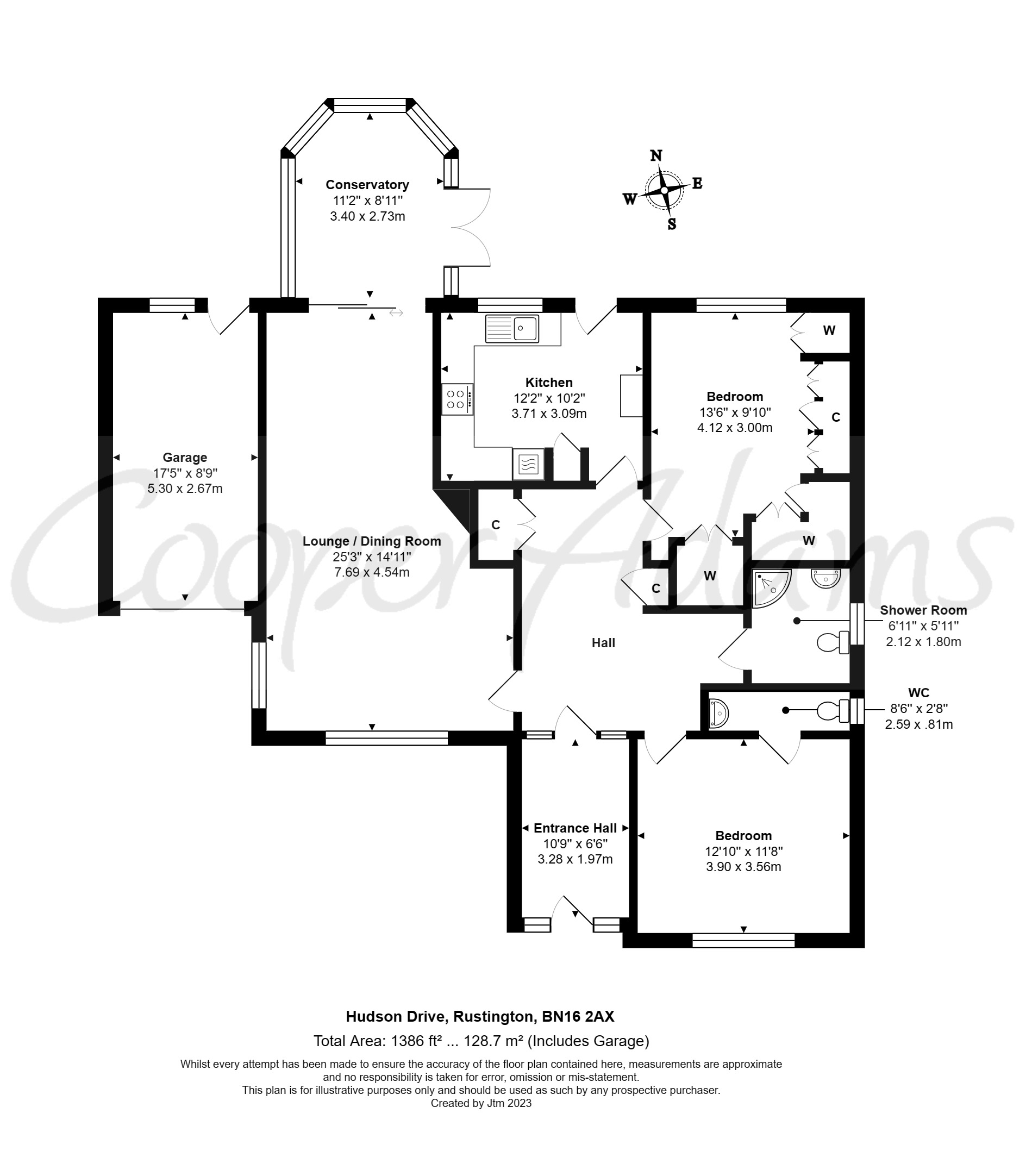 2 bed bungalow for sale in Hudson Drive, Rustington - Property floorplan