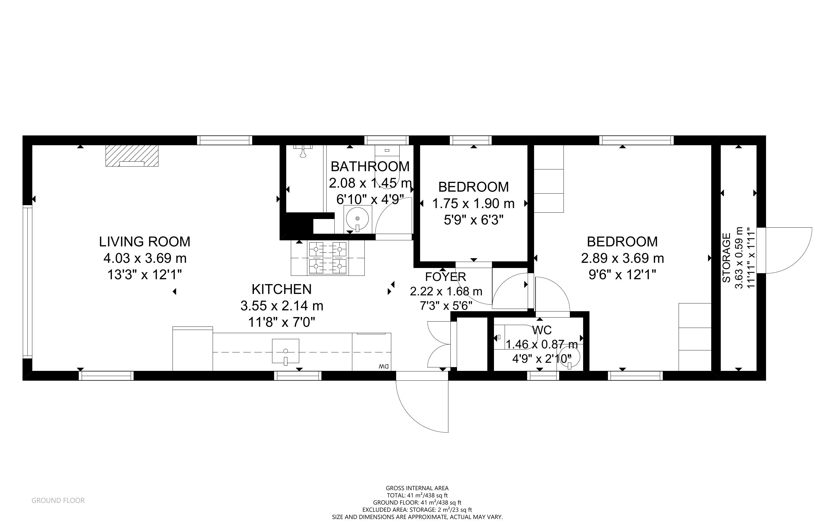 2 bed bungalow for sale in Old Nine, Church Farm Holiday Village - Property Floorplan