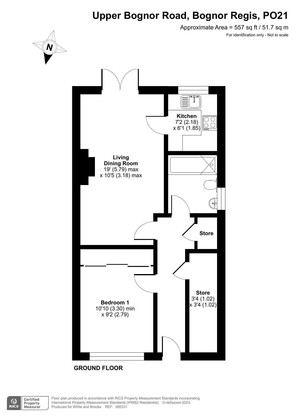 1 bed apartment for sale in Upper Bognor Road, Bognor Regis - Property Floorplan