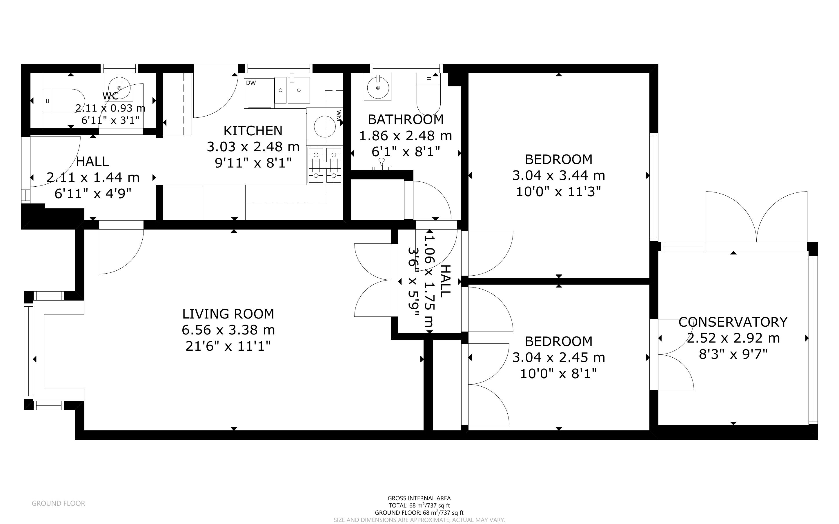 2 bed bungalow for sale in St. Anthonys Walk, Rose Green - Property Floorplan
