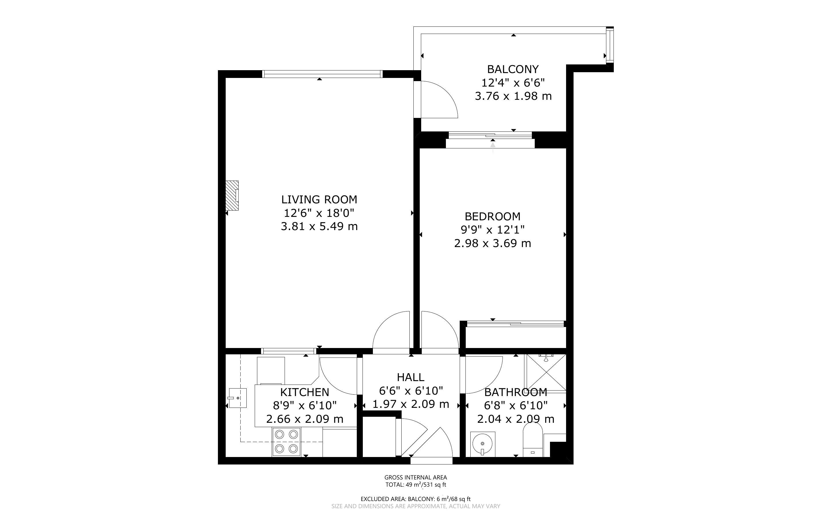 1 bed apartment for sale in Rock Gardens, Bognor Regis - Property Floorplan