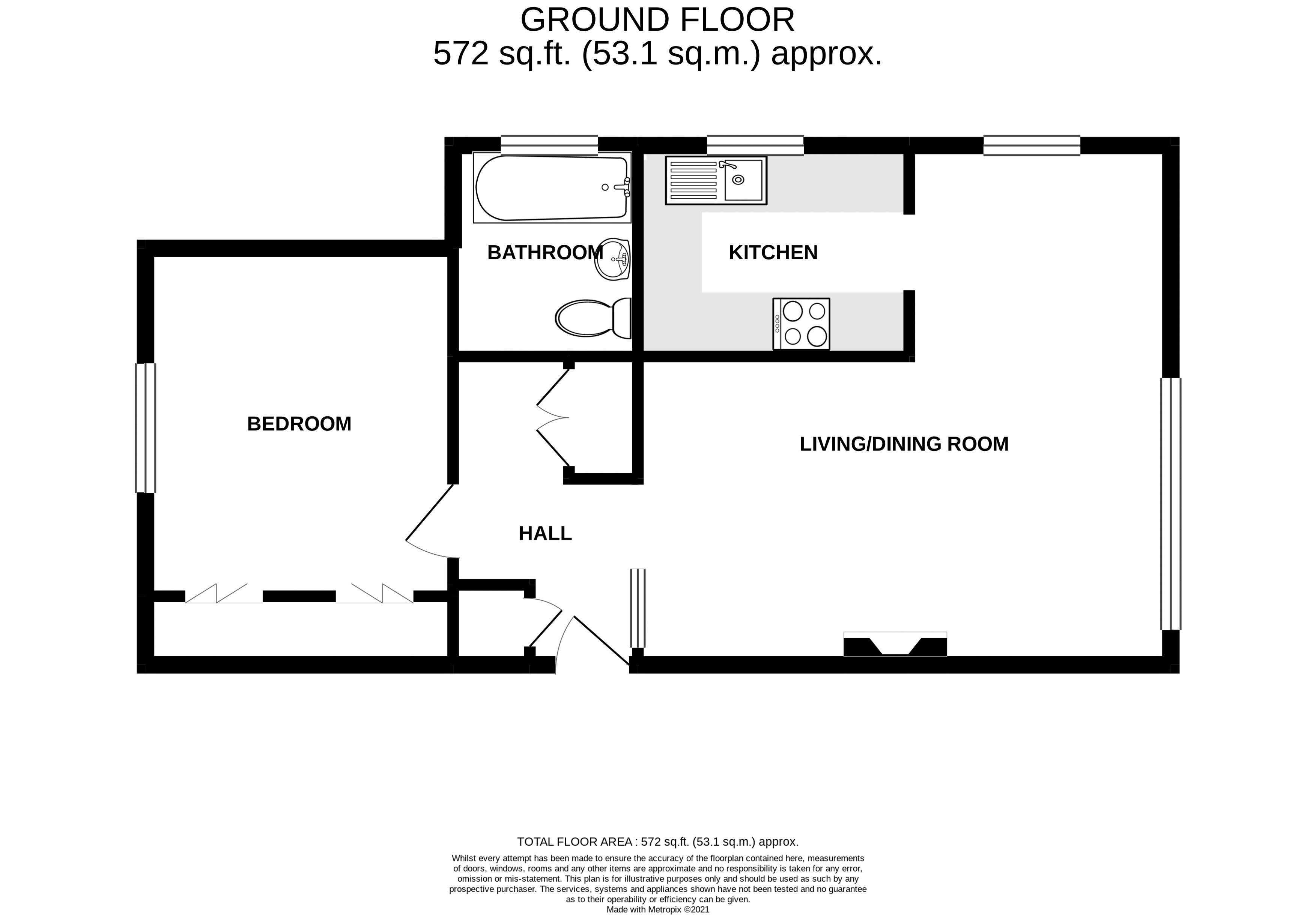 1 bed apartment for sale in Kyoto Court, Bognor Regis - Property Floorplan