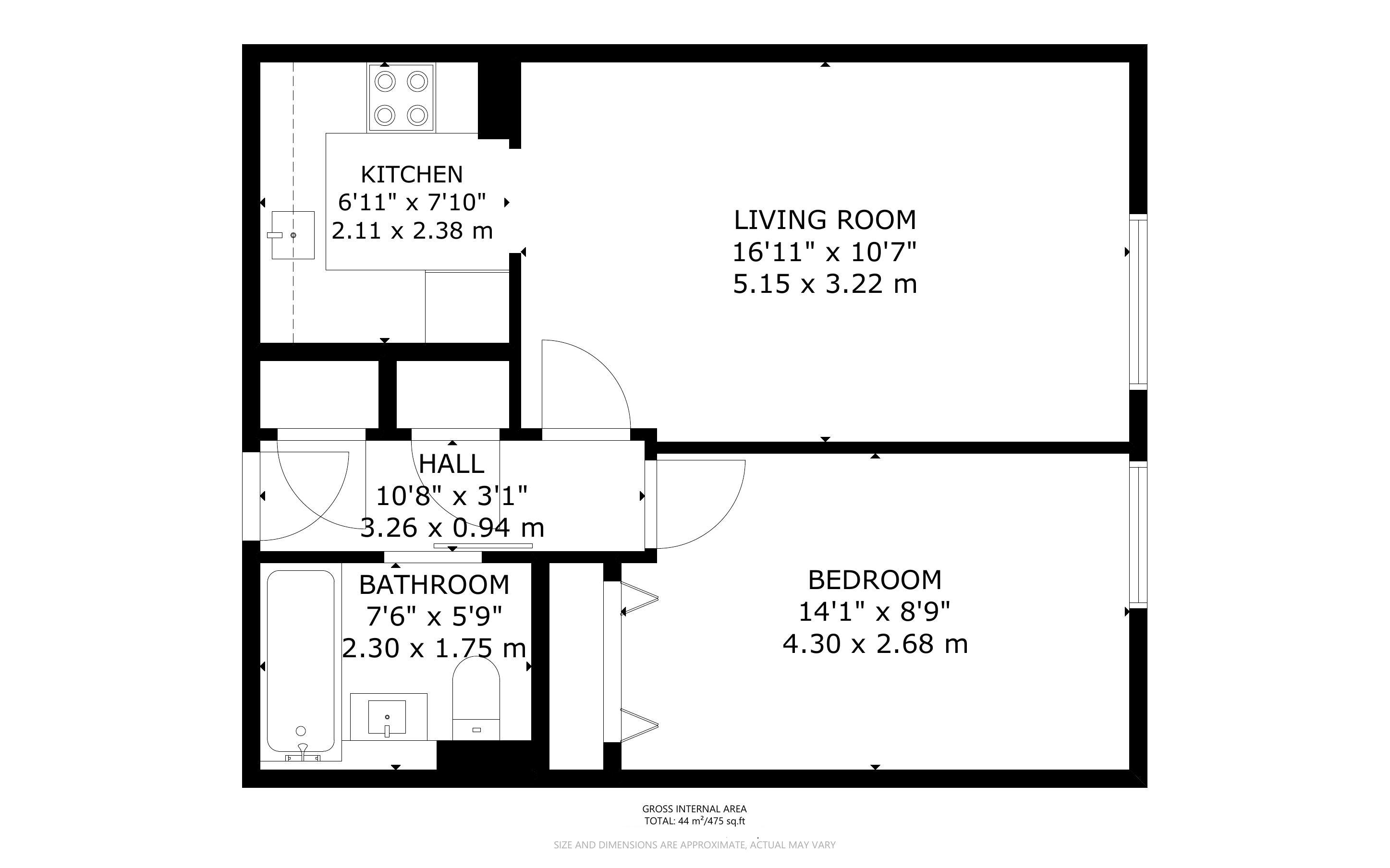 1 bed apartment for sale in Campbell Road, Bognor Regis - Property Floorplan