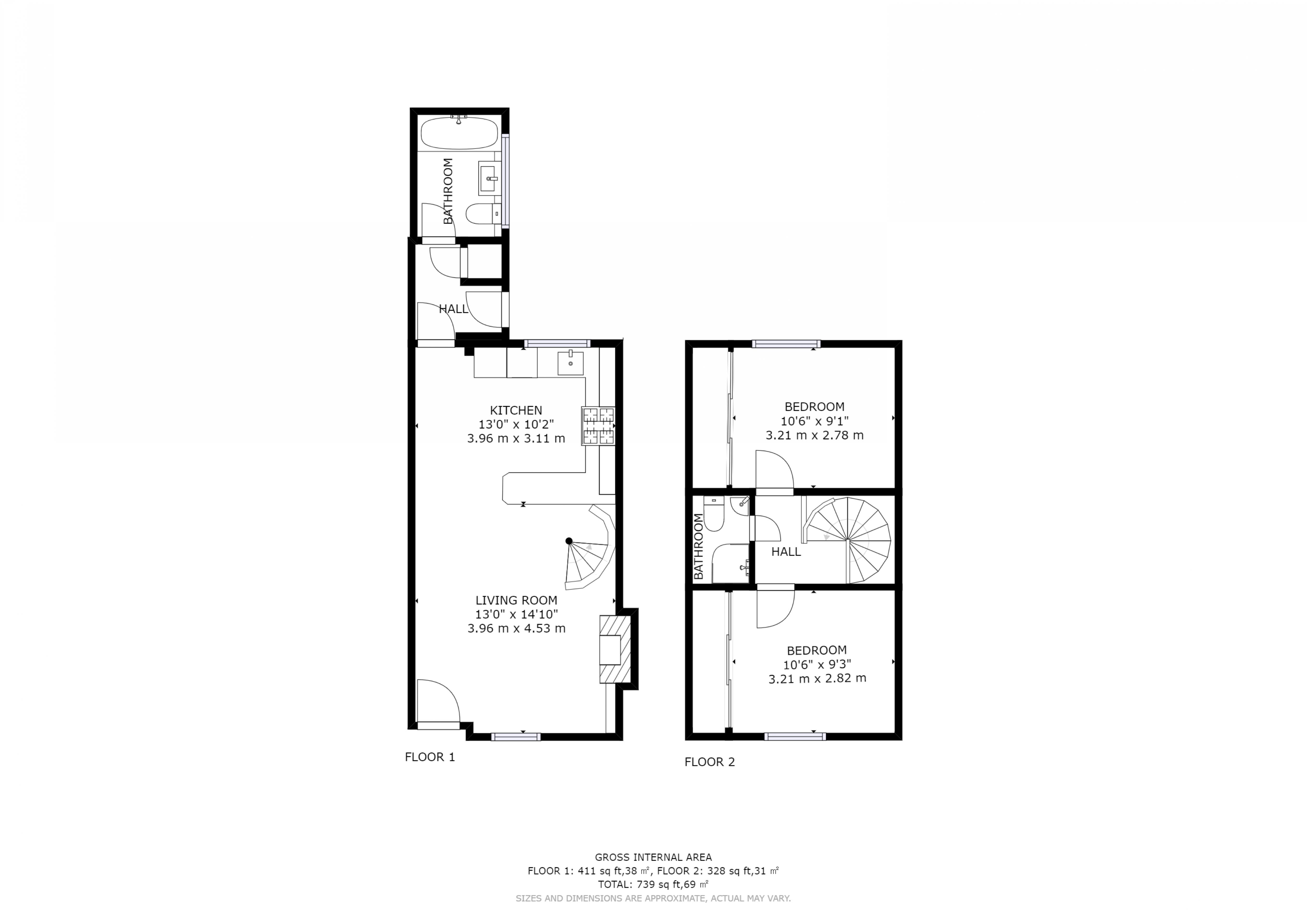 2 bed house for sale in Bognor Road, Chichester - Property Floorplan