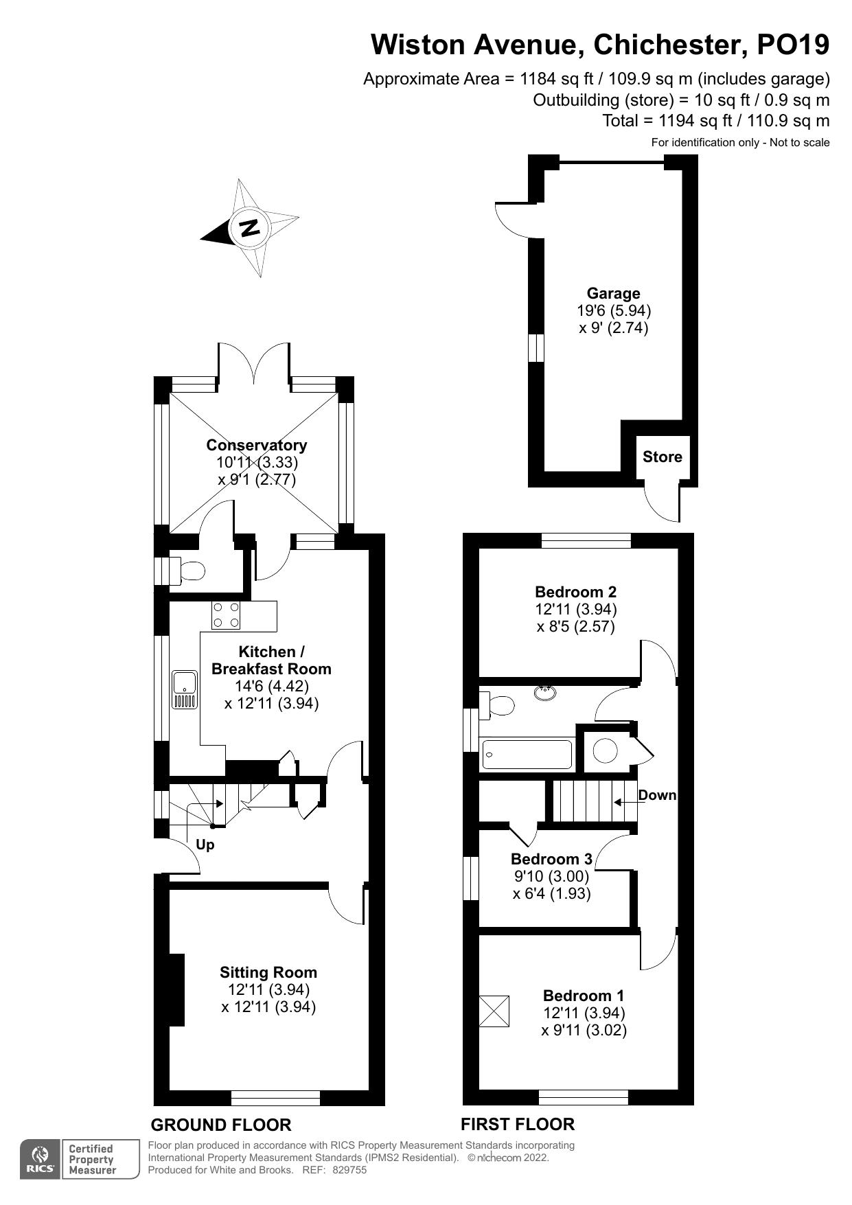 3 bed house for sale in Wiston Avenue, Chichester - Property Floorplan
