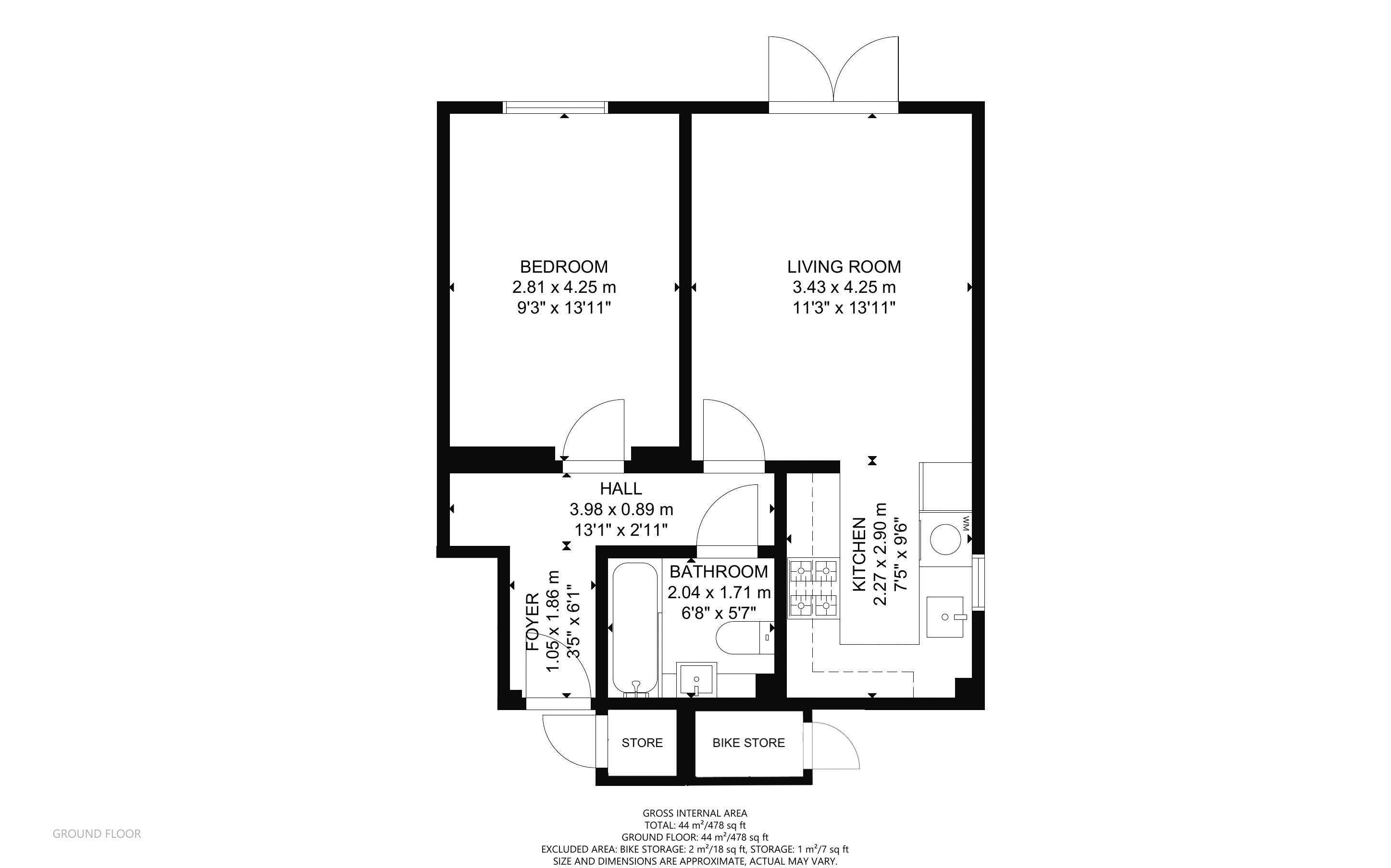 1 bed apartment for sale in Church Road, Portfield - Property Floorplan