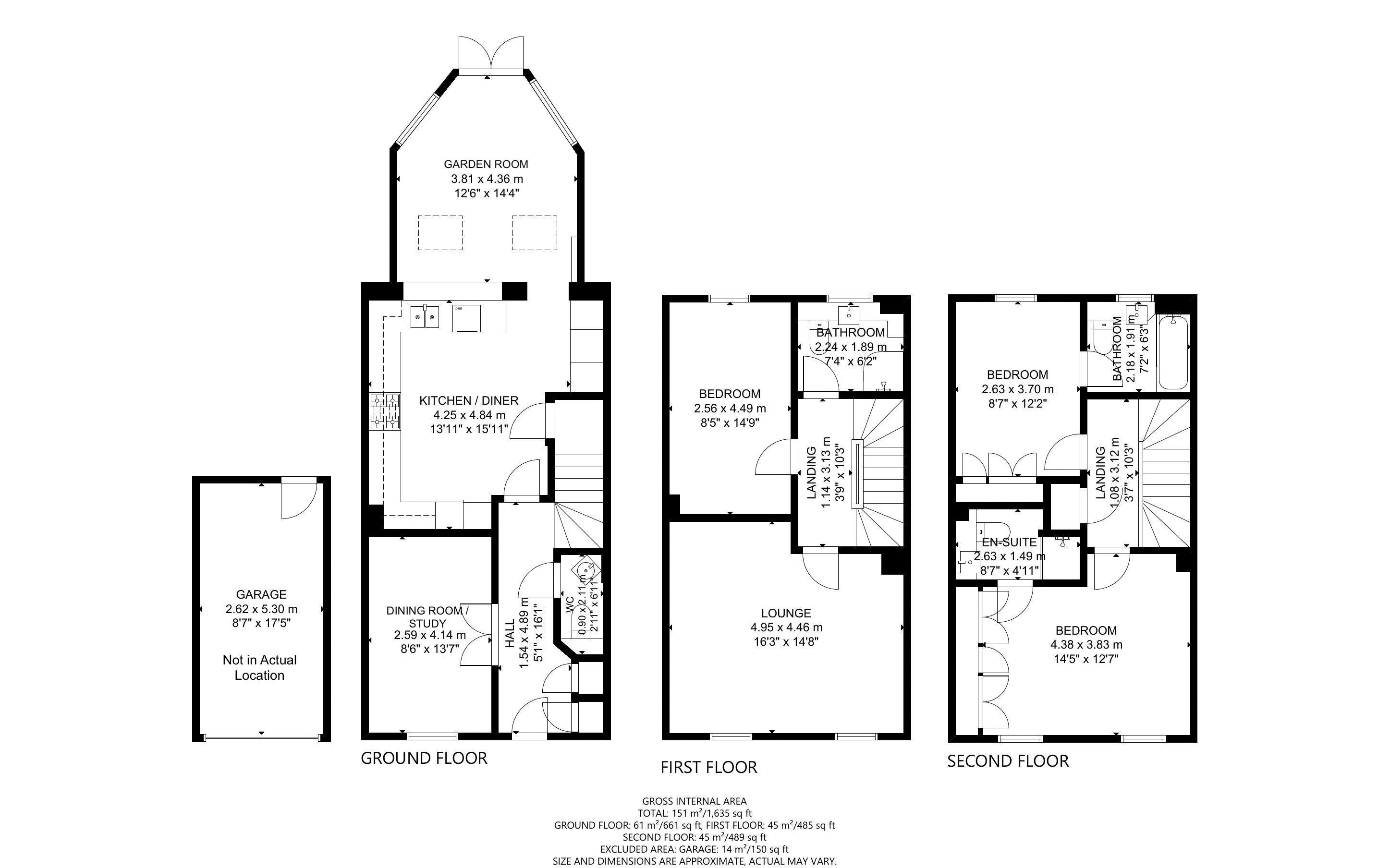 3 bed house for sale in King George Gardens, Chichester - Property Floorplan