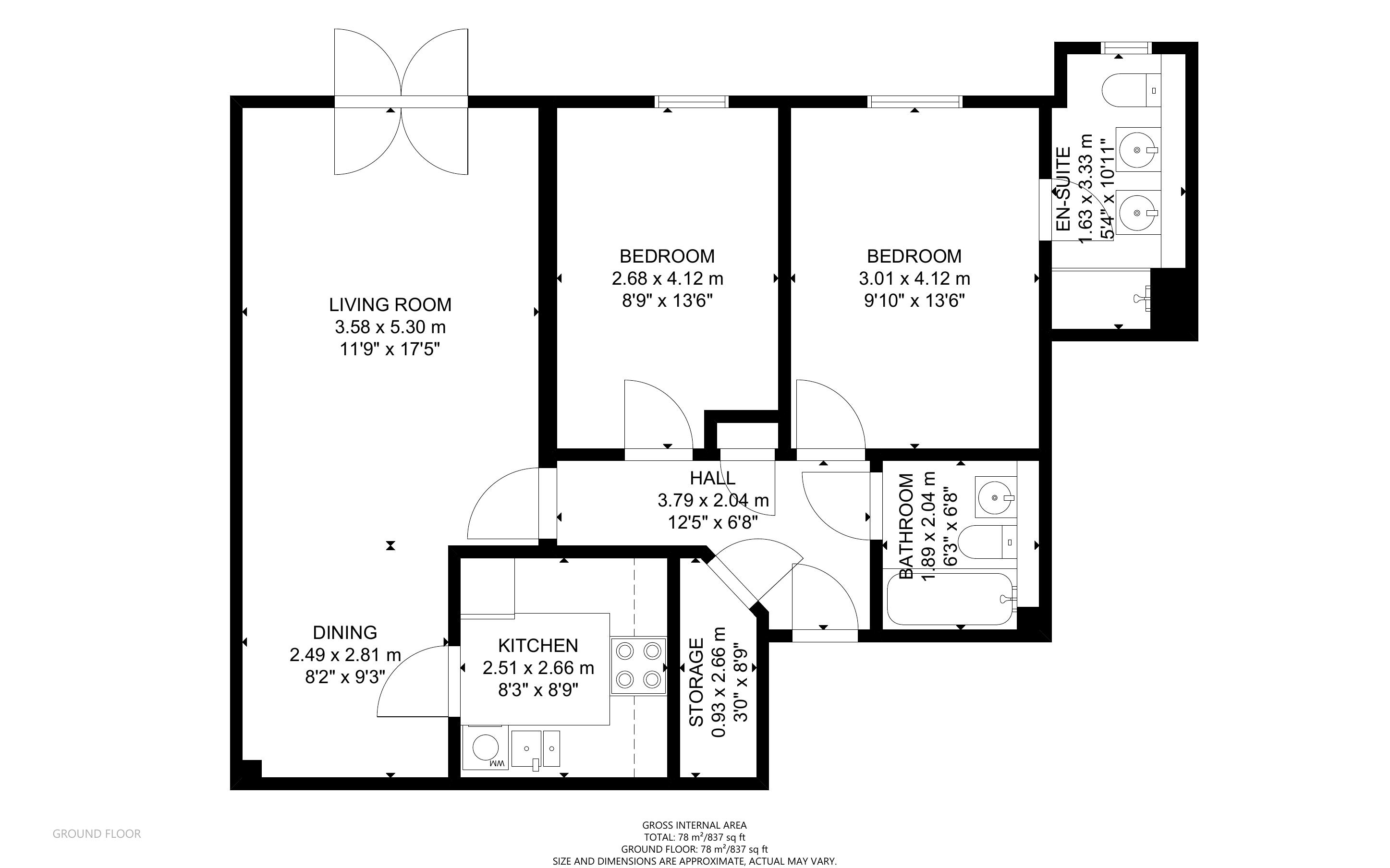 2 bed apartment for sale in Wolfe Close, Chichester - Property Floorplan