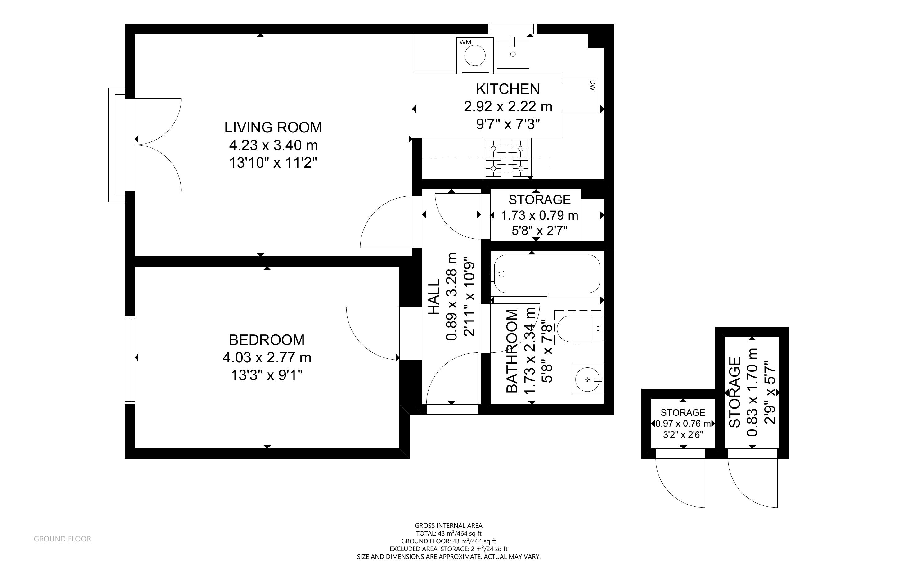 1 bed apartment for sale in Church Road, Chichester - Property Floorplan