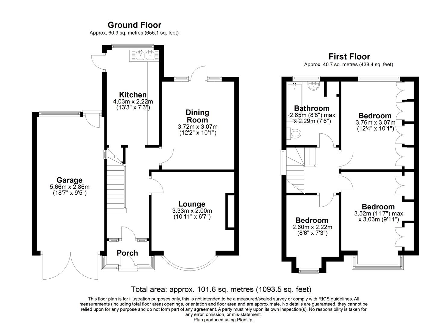 3 bed semi-detached house for sale in Willow Road, Solihull - Property floorplan