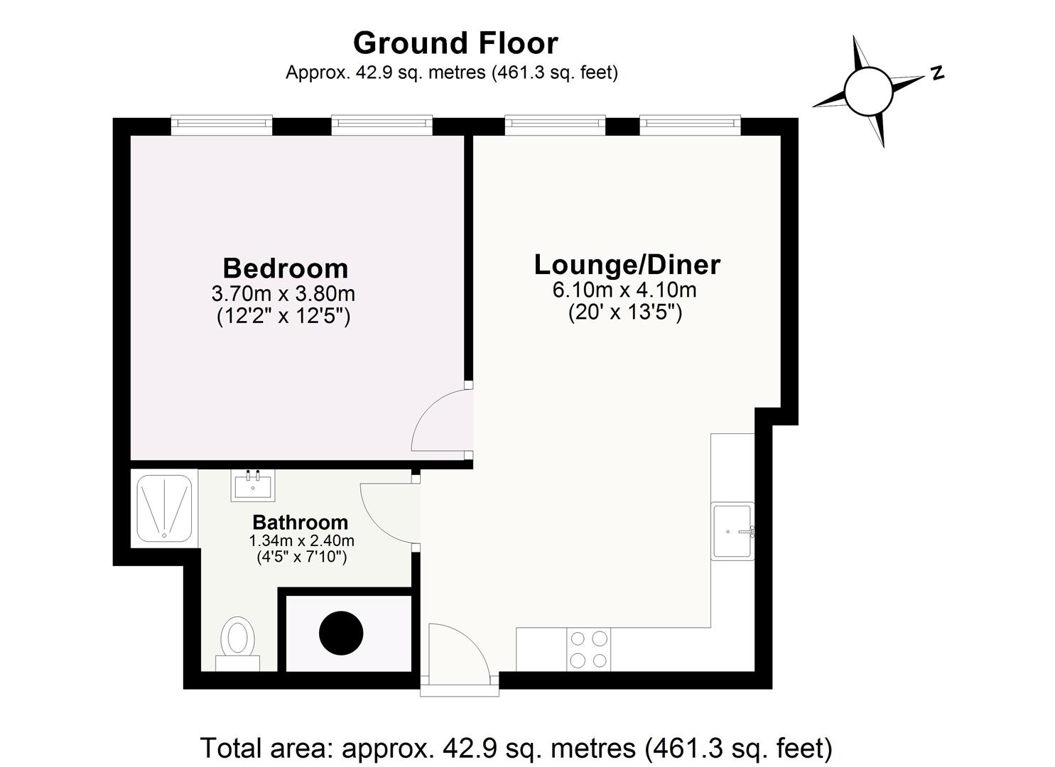 1 bed apartment for sale in Warwick Road, Solihull - Property floorplan