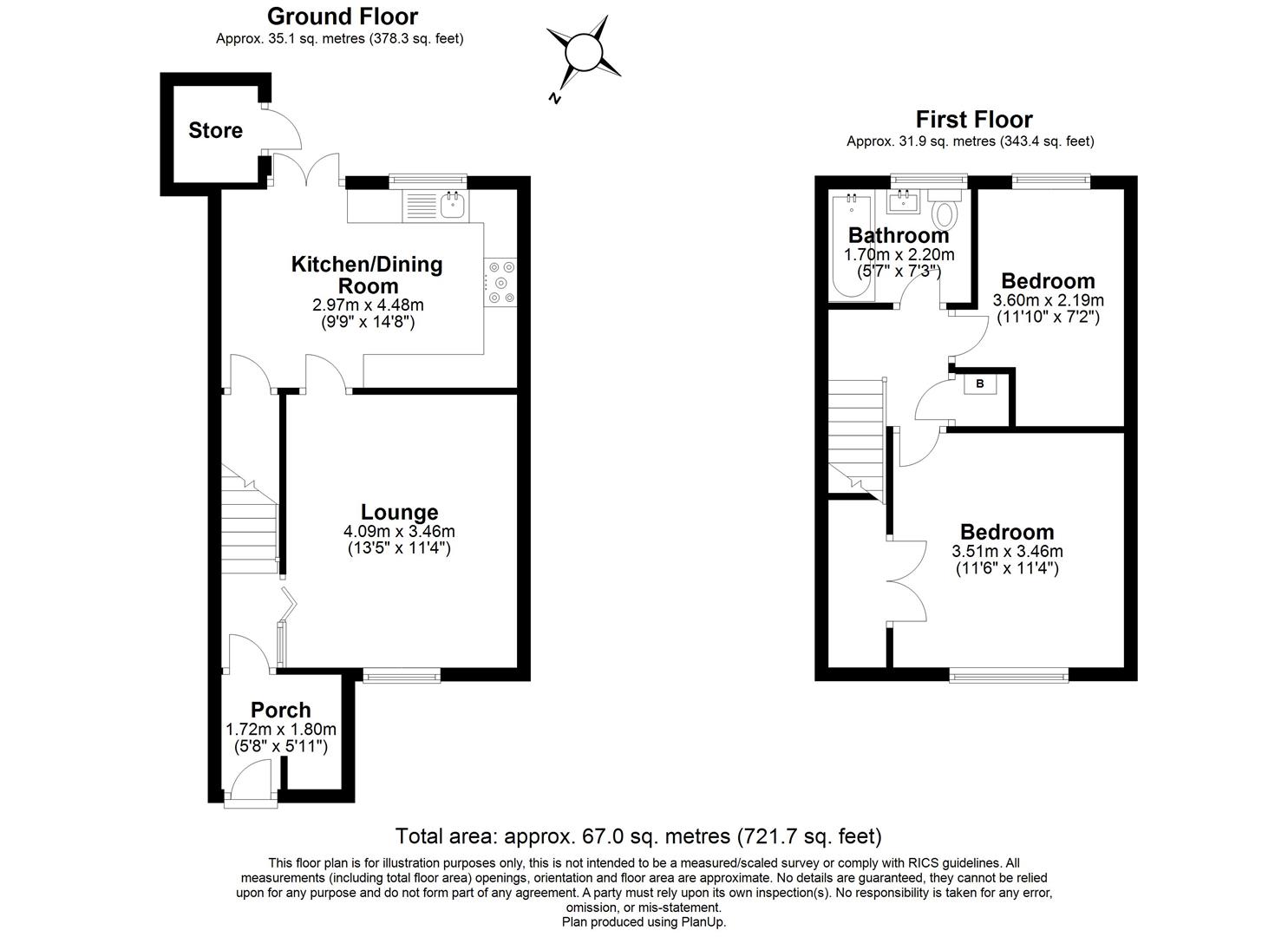 2 bed semi-detached house for sale in Brownsover Close, Birmingham - Property floorplan