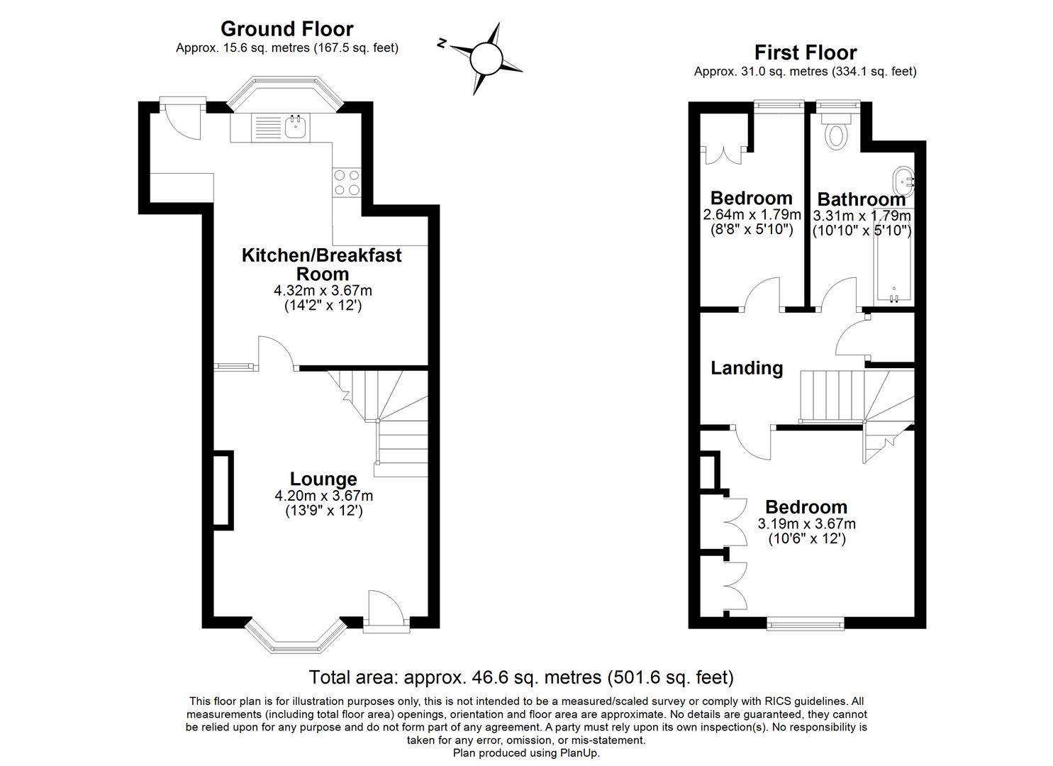 2 bed terraced house for sale in Warwick Road, Solihull - Property floorplan