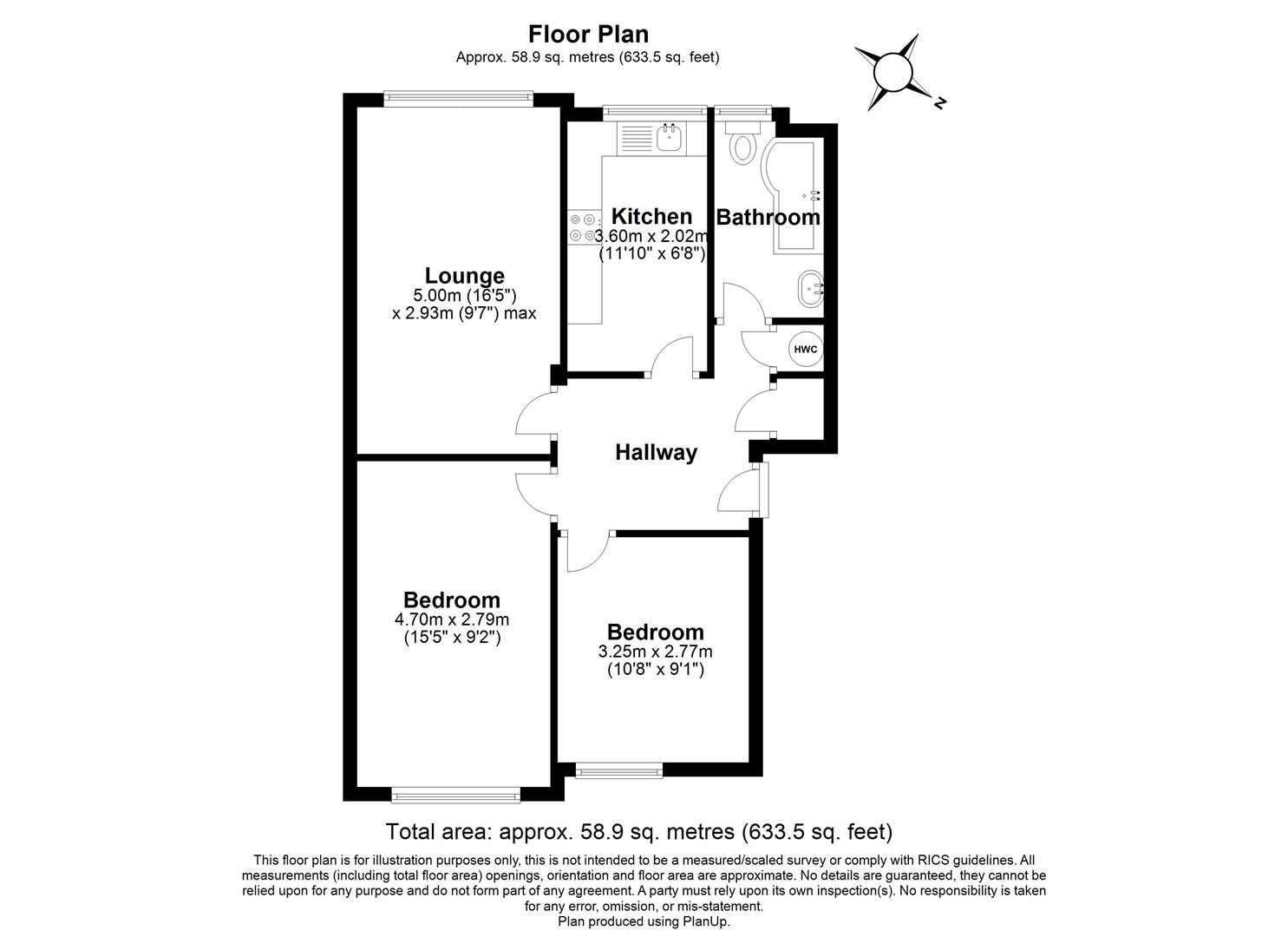 2 bed apartment for sale in Ulverley Crescent, Solihull - Property floorplan