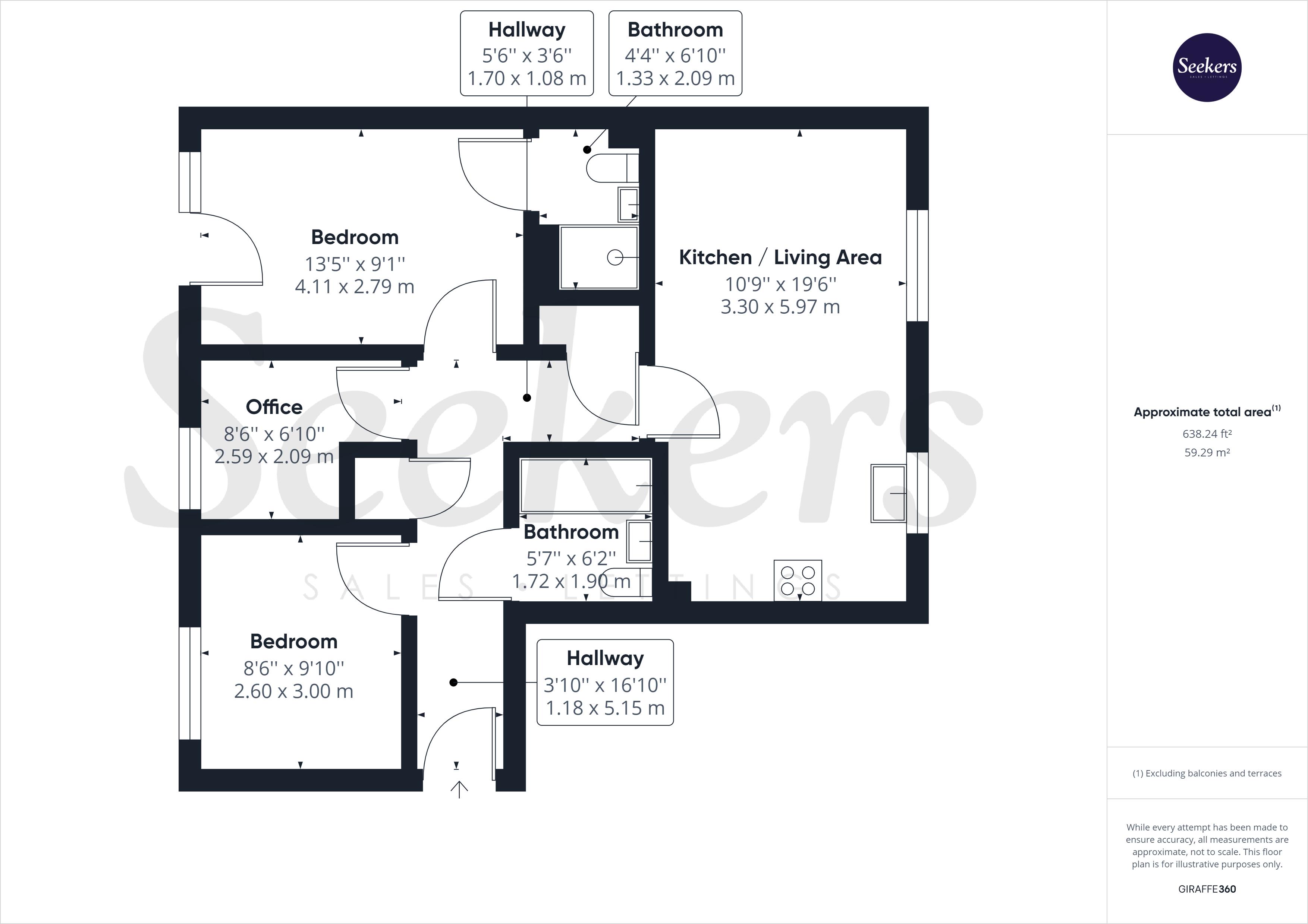 3 bed flat for sale in Brunell Close, Maidstone - Property Floorplan