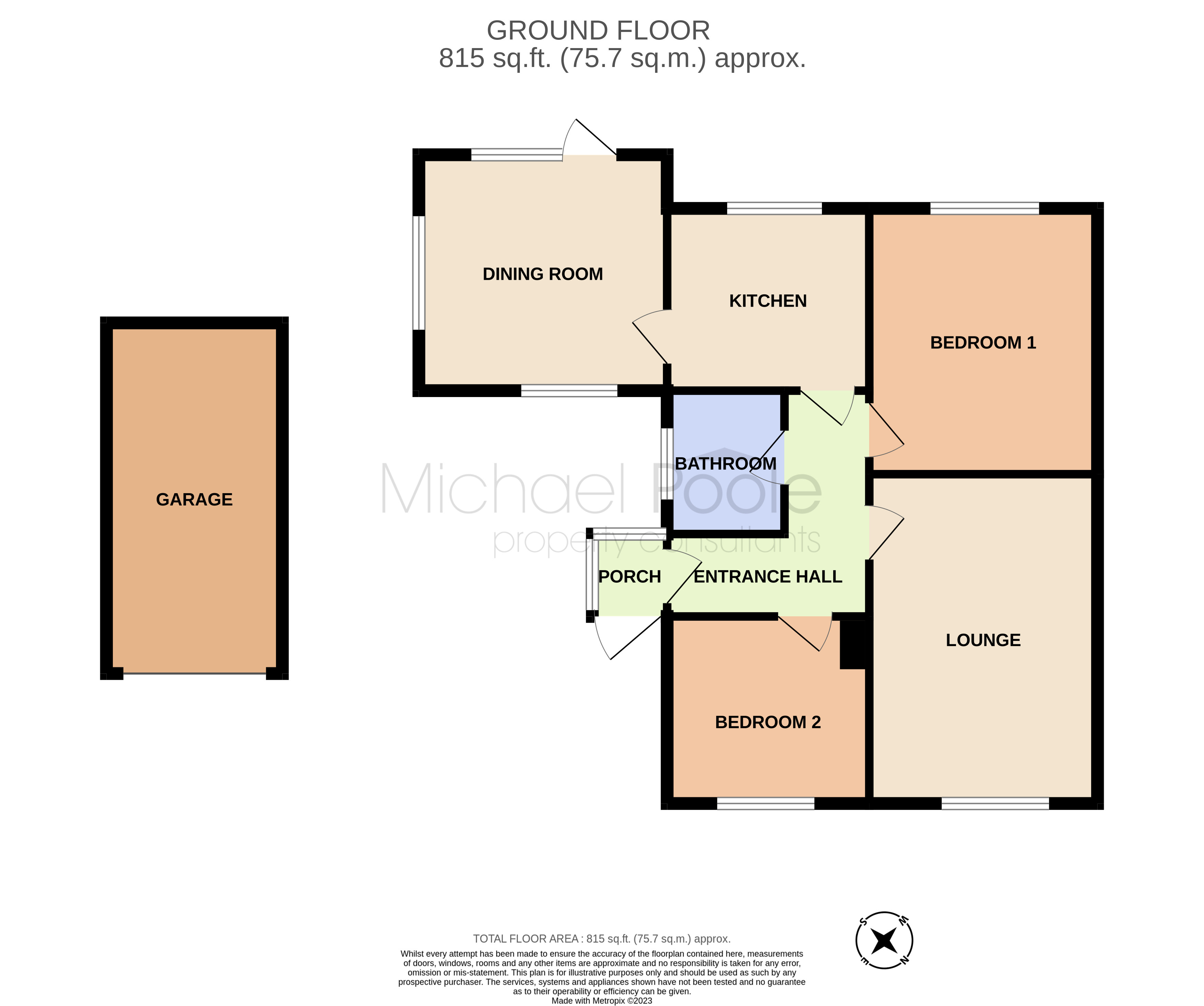 2 bed bungalow for sale in Thornton Crescent, Billingham - Property floorplan