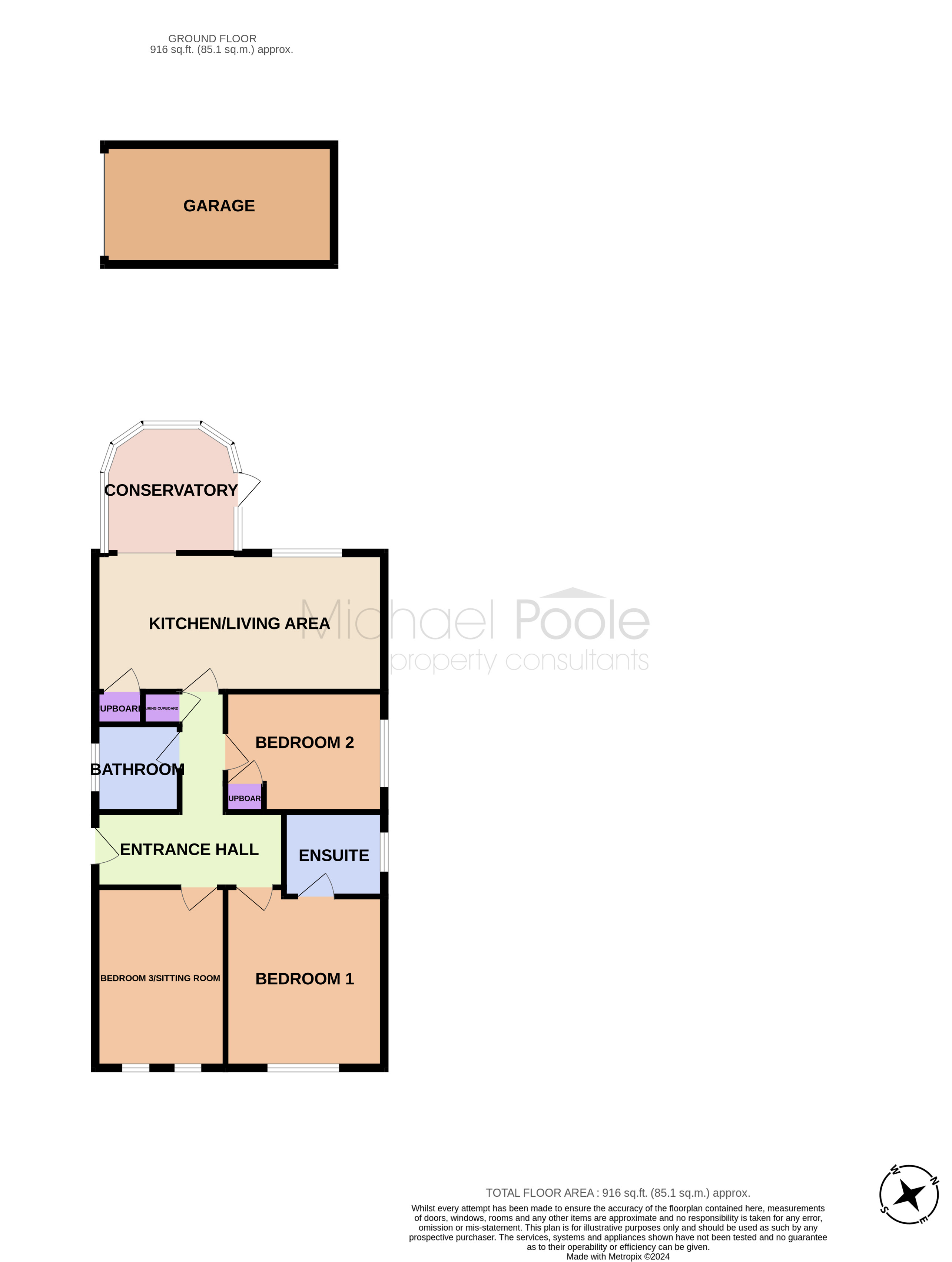 3 bed bungalow for sale in Eden Way, Billingham - Property floorplan