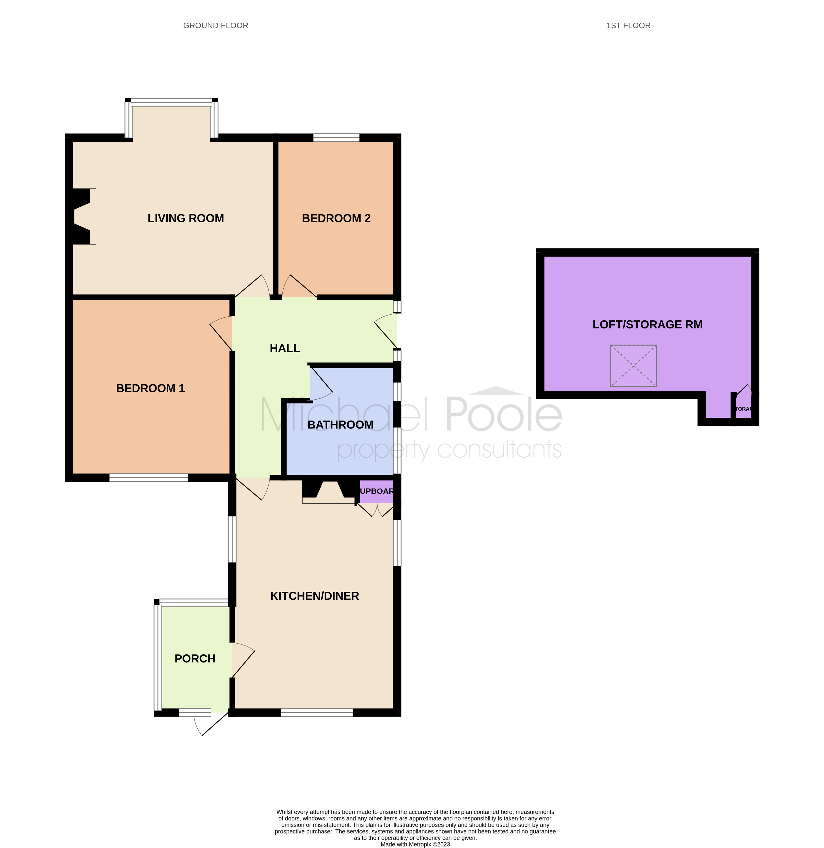 2 bed bungalow for sale - Property floorplan