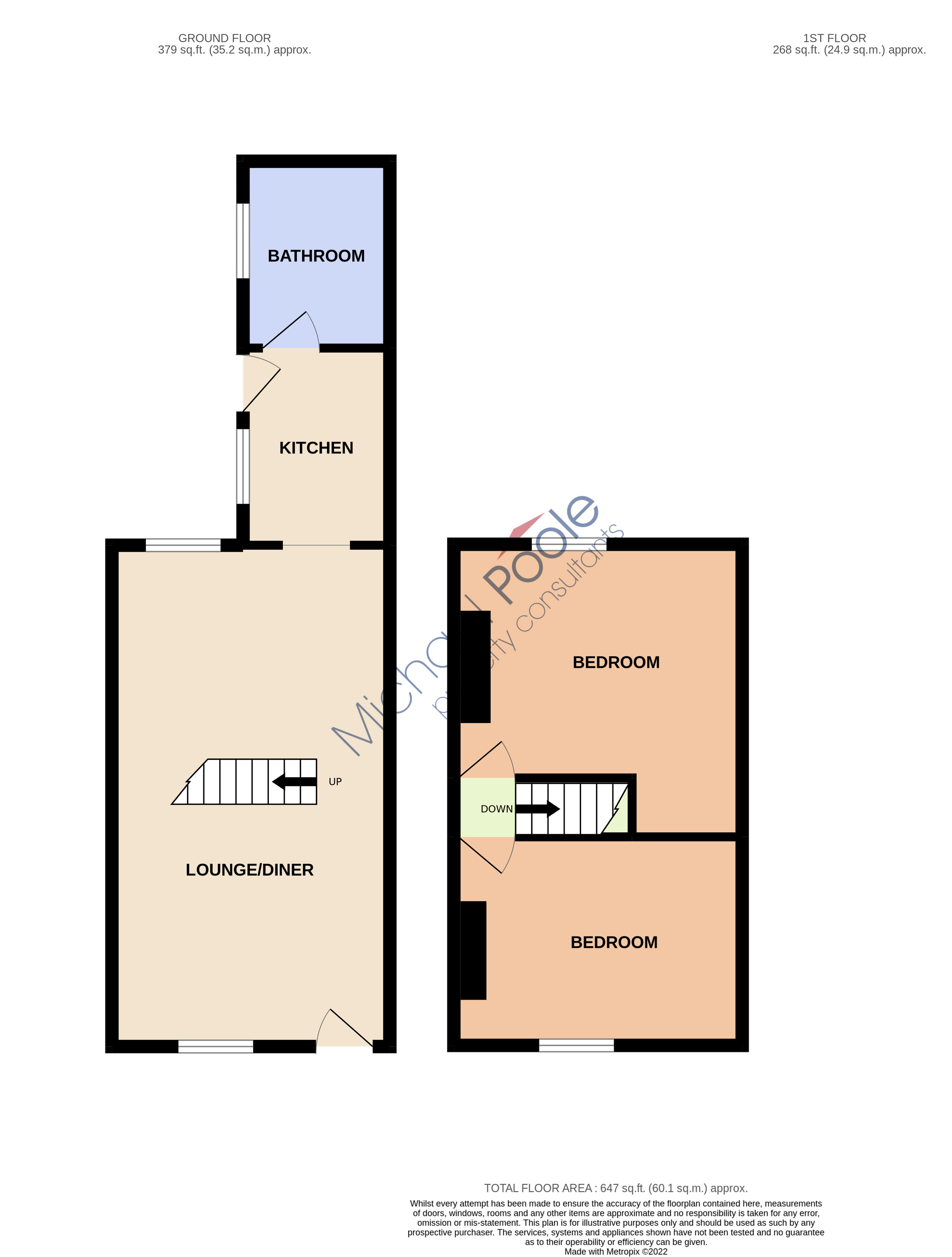 2 bed house for sale in Bow Street, Middlesbrough - Property floorplan