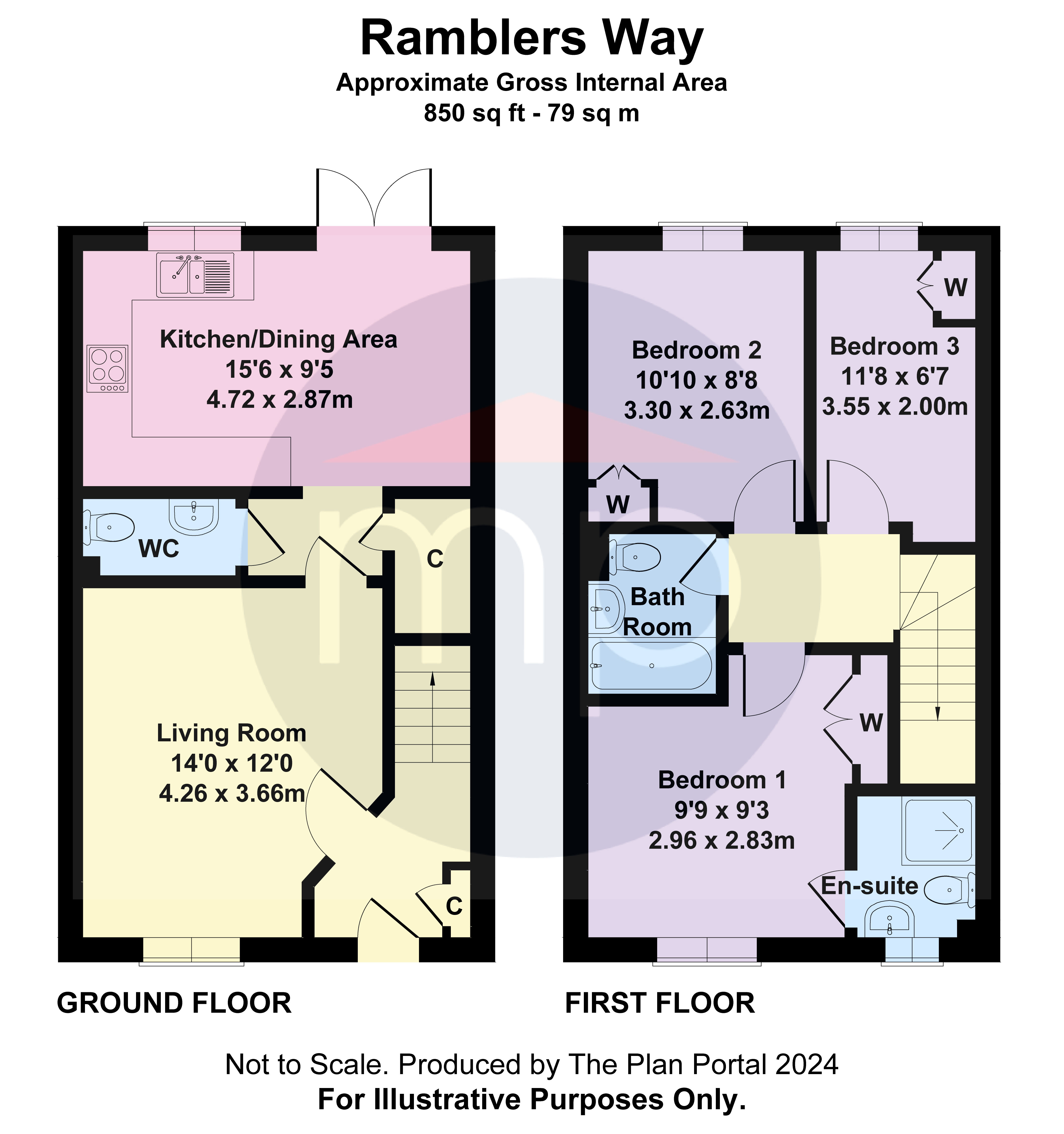 3 bed house for sale in Ramblers Way, Hemlington - Property floorplan