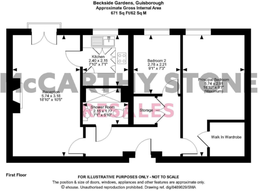 2 bed apartment for sale in Beckside Gardens, Guisborough - Property floorplan