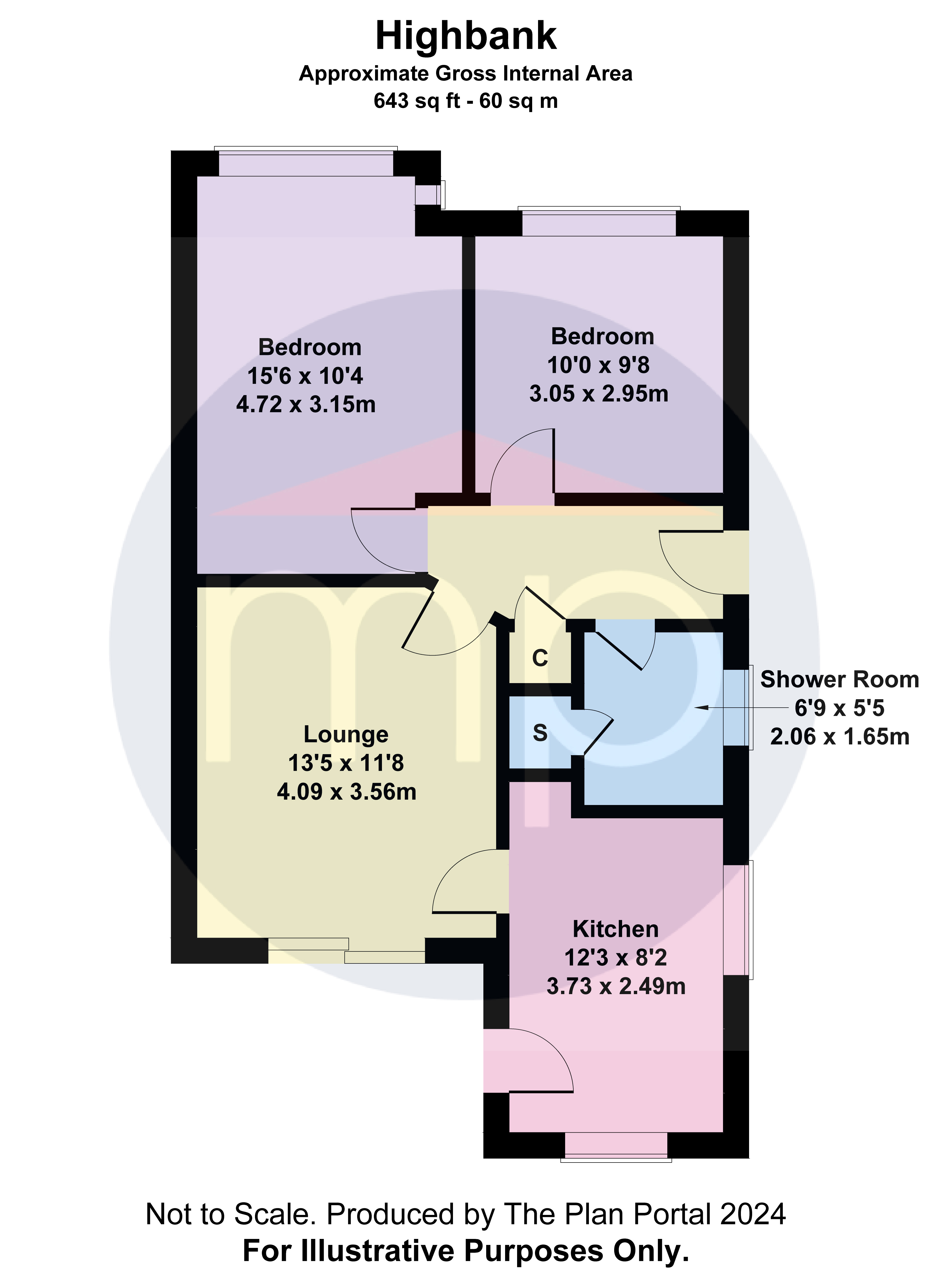2 bed bungalow for sale - Property floorplan