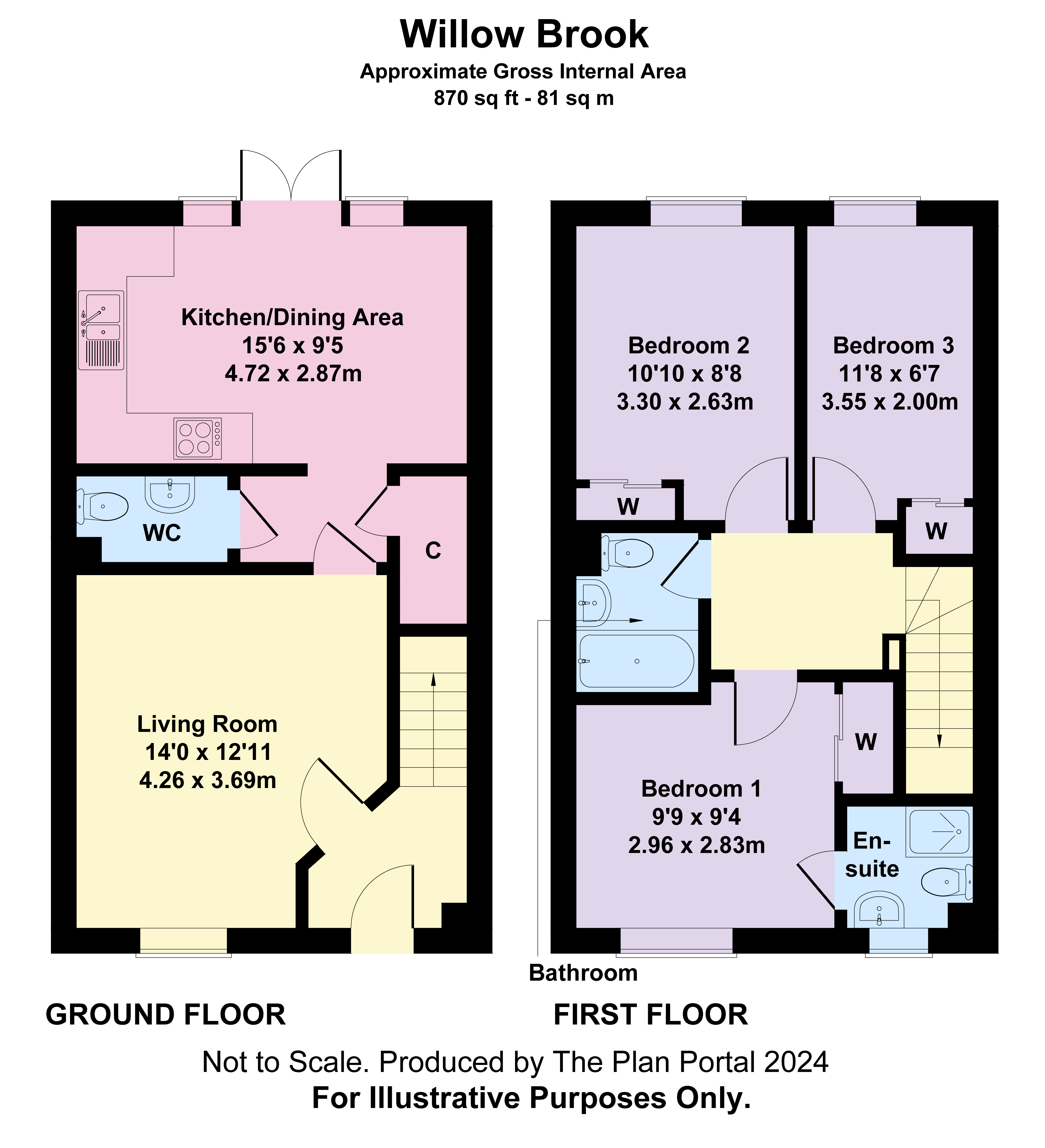 3 bed house for sale in Willow Brook Close, Stokesley - Property floorplan