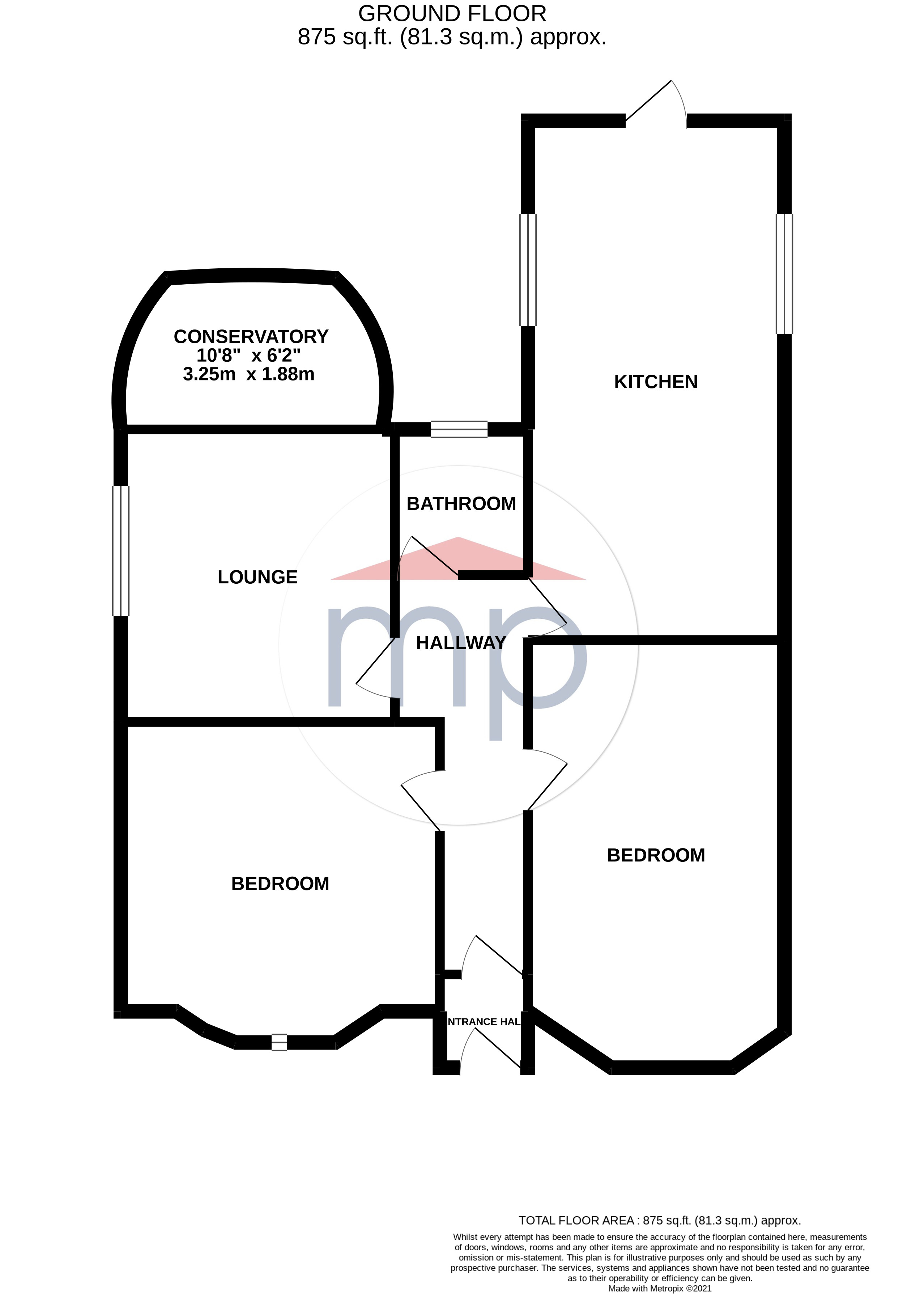 2 bed bungalow to rent - Property floorplan