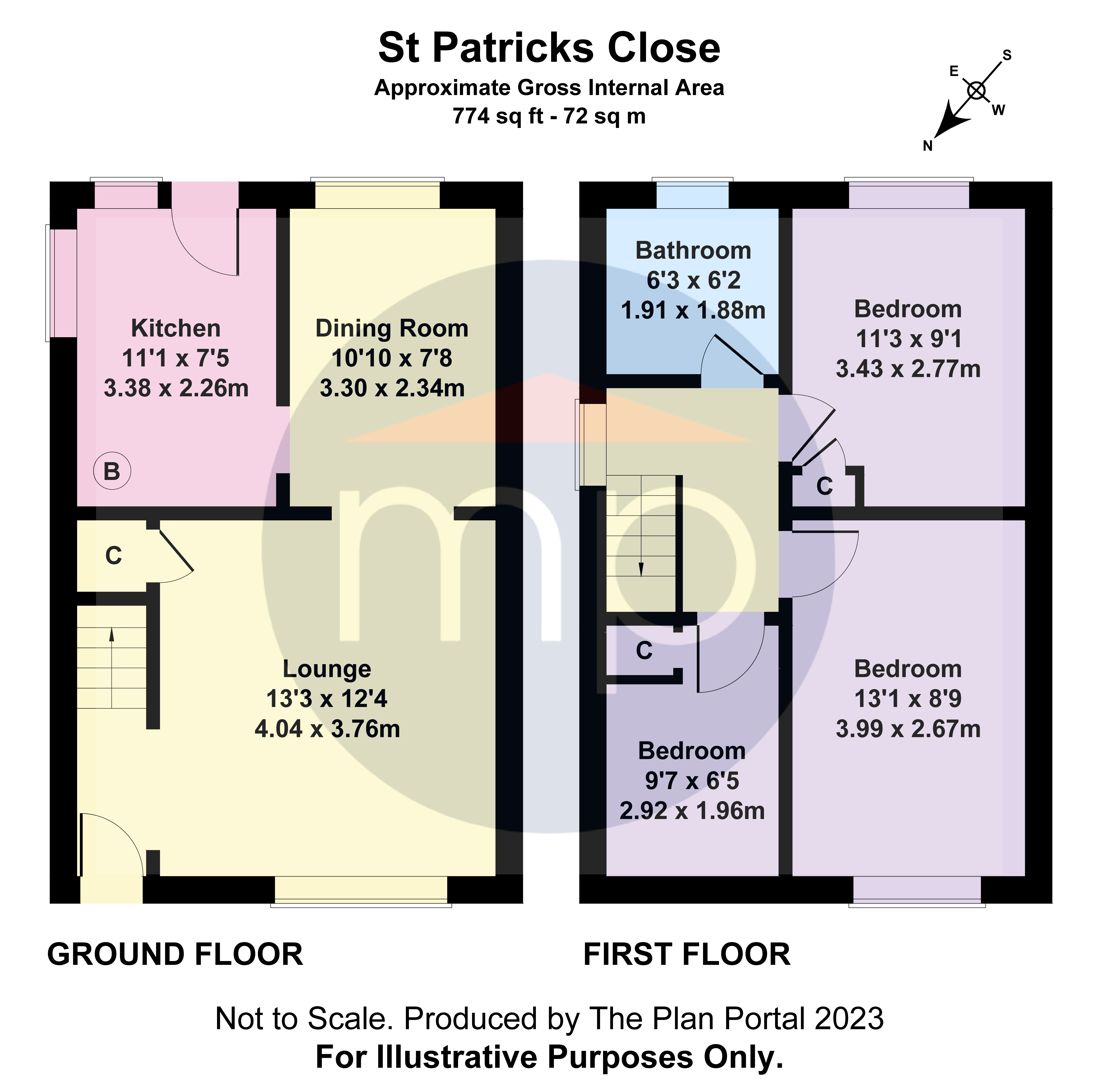 3 bed house for sale in St. Patricks Close, Grangetown - Property floorplan