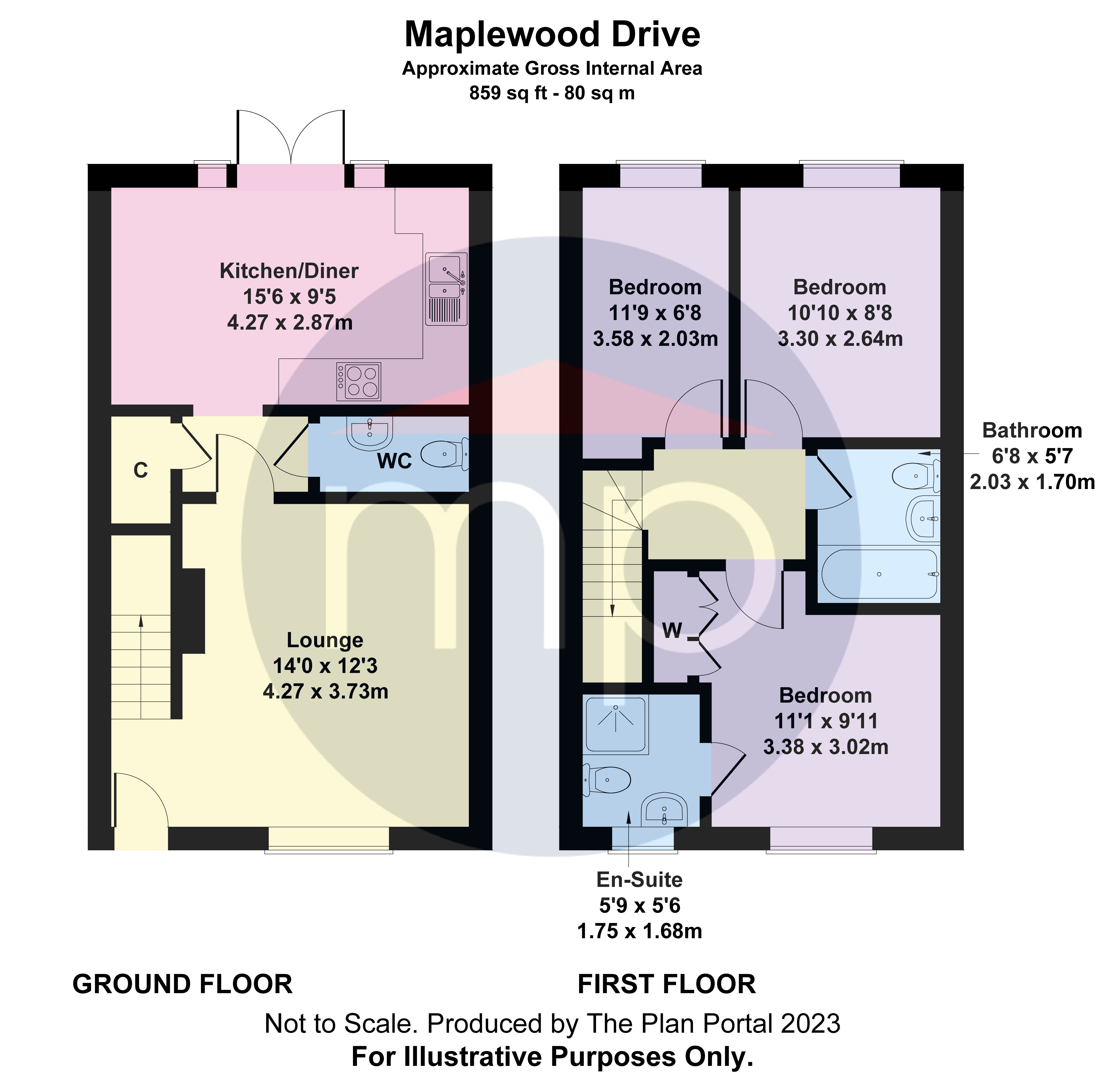 3 bed house for sale in Maplewood Drive, High Farm - Property floorplan