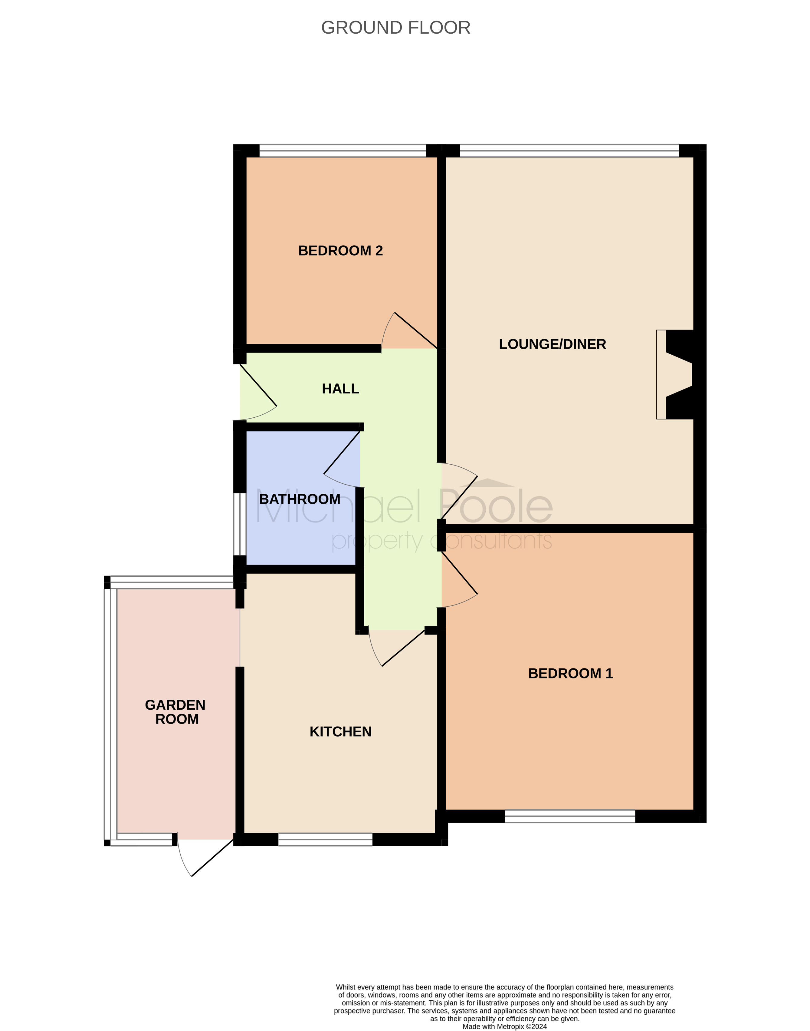 2 bed bungalow for sale in Mendip Drive, Redcar - Property floorplan