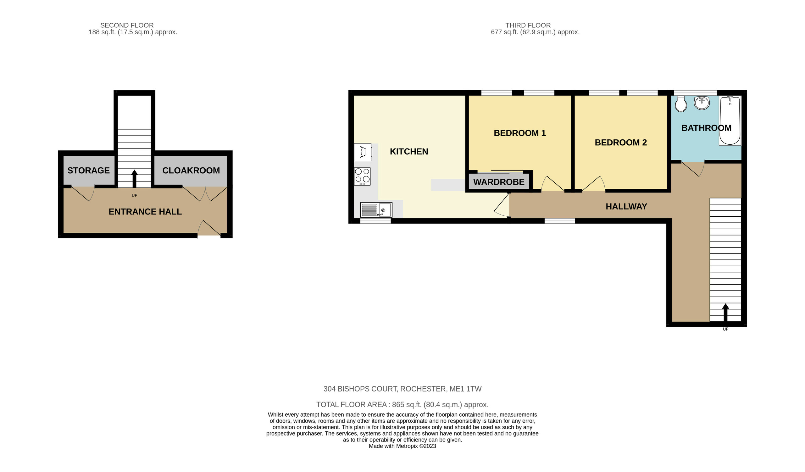 2 bed apartment to rent, Rochester - Property Floorplan