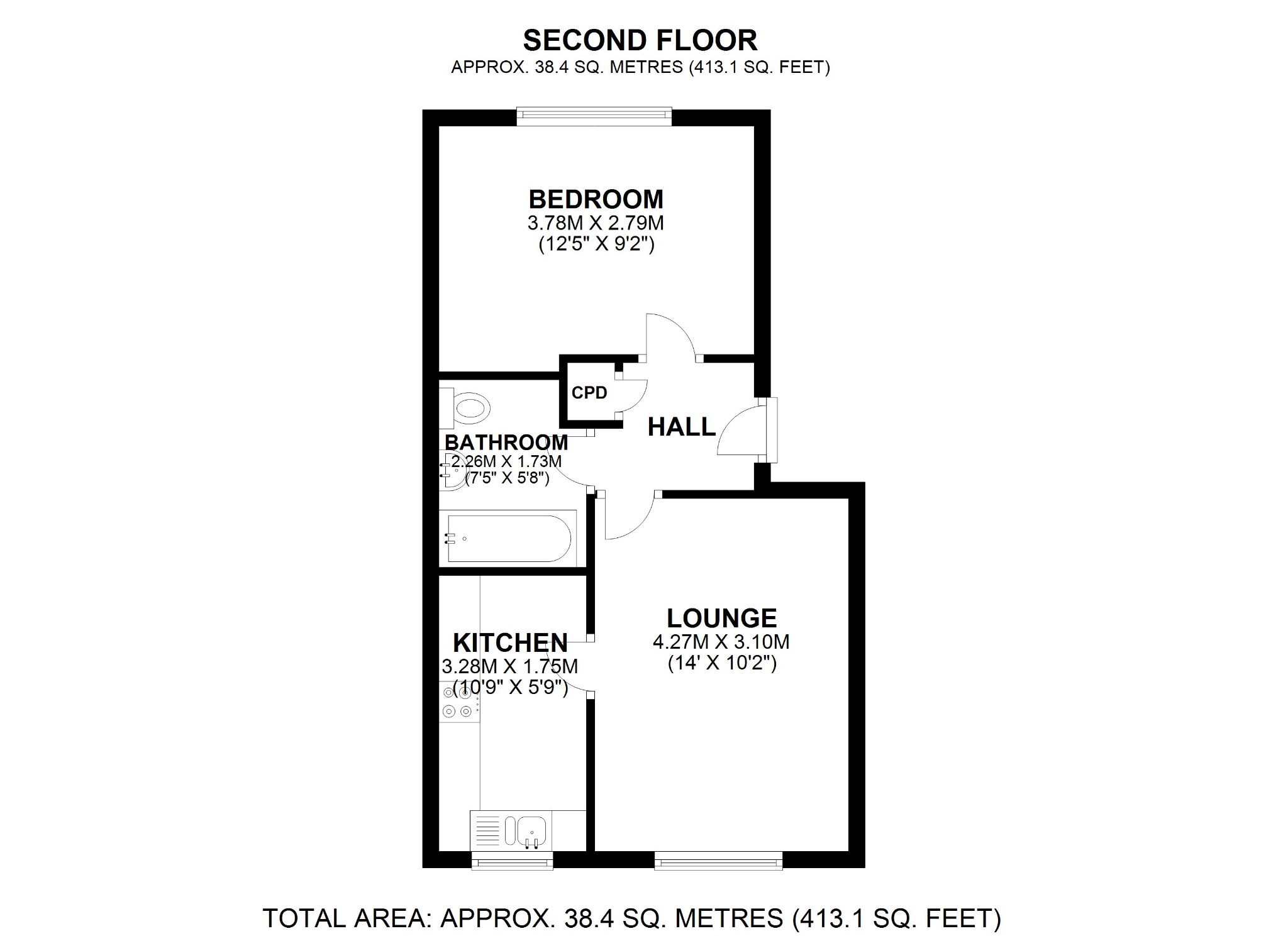 1 bed flat for sale in Harlinger Street, London - Property Floorplan