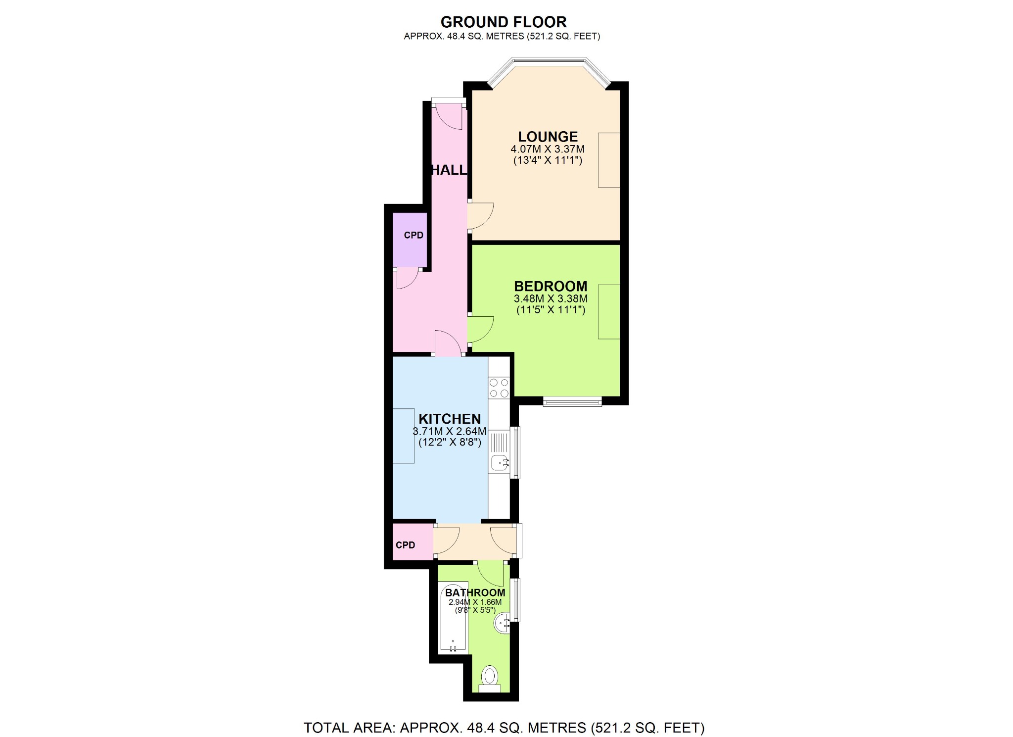 1 bed ground floor maisonette for sale in Benares Road, London - Property Floorplan