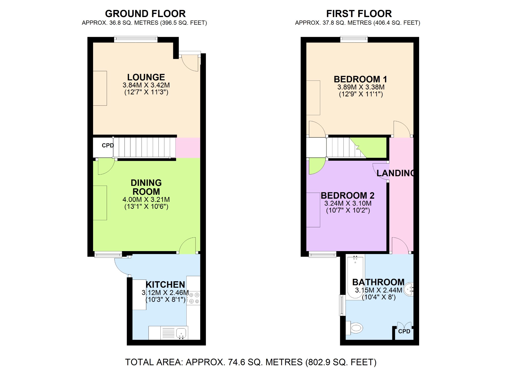 2 bed terraced house for sale in Plumstead - Property Floorplan